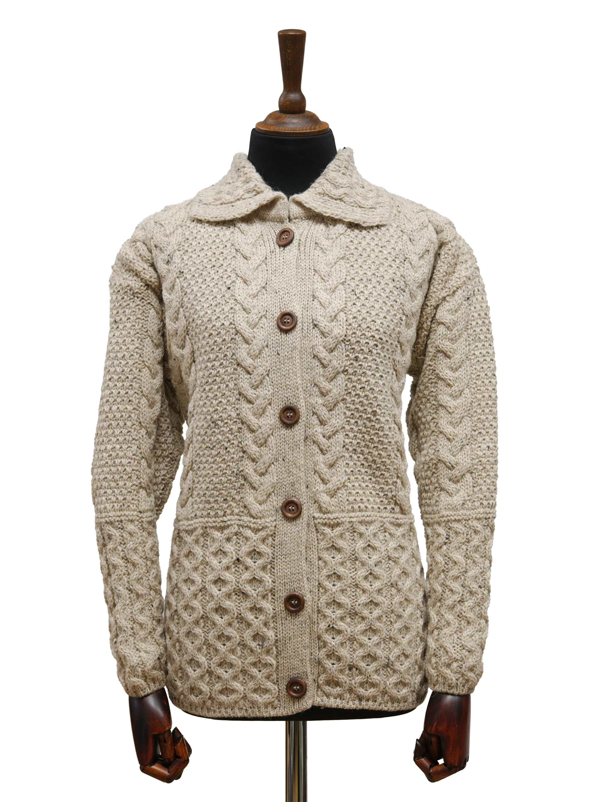 Aran Pattern Cardigan - Skiddaw (Dark Buttons)
