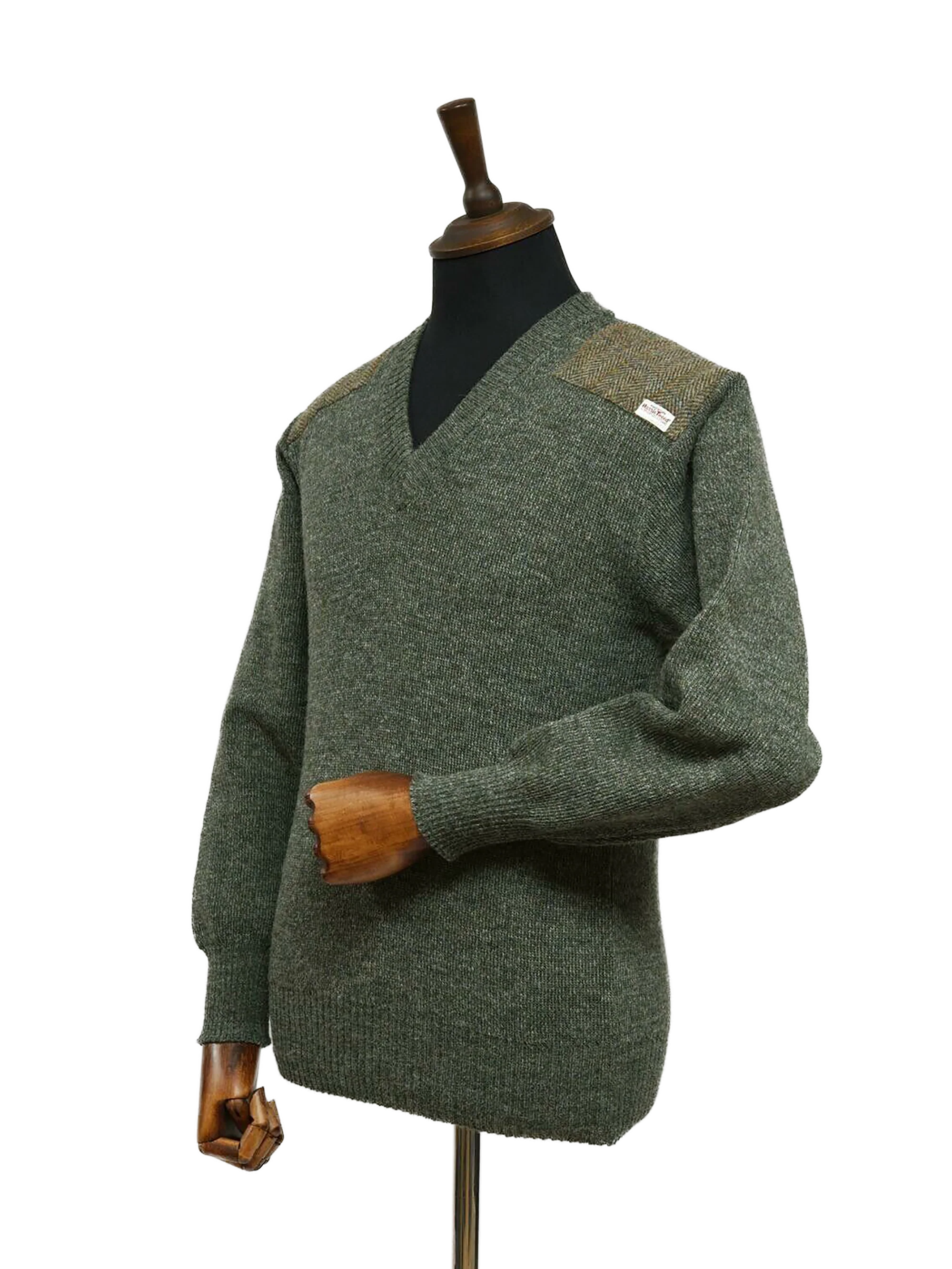 Drover V-Neck Jumper - Sage Green - Image 2