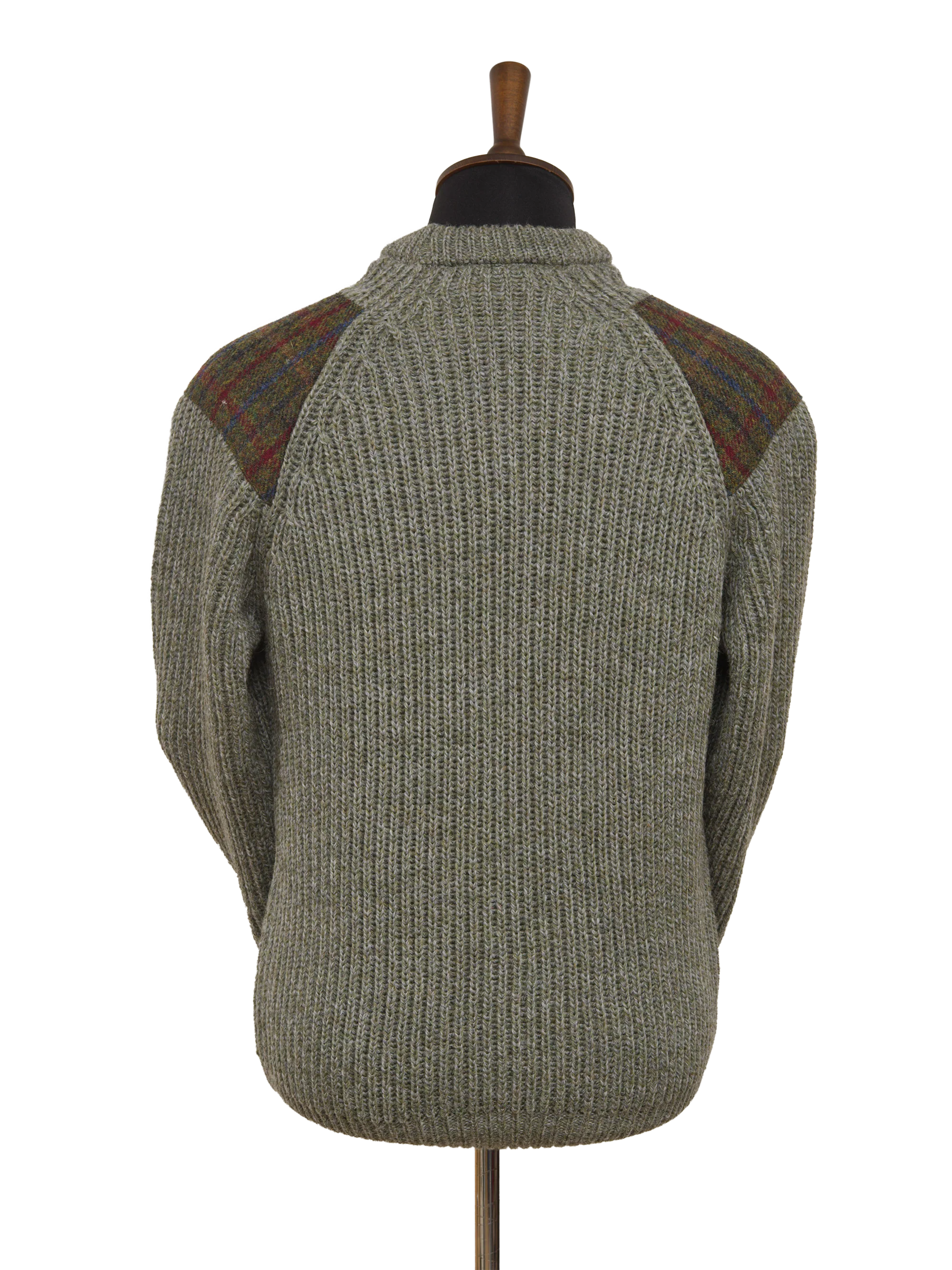 Gamekeeper Chunky Crew Neck Jumper - Sage Green (A0229 Patches) - Image 3