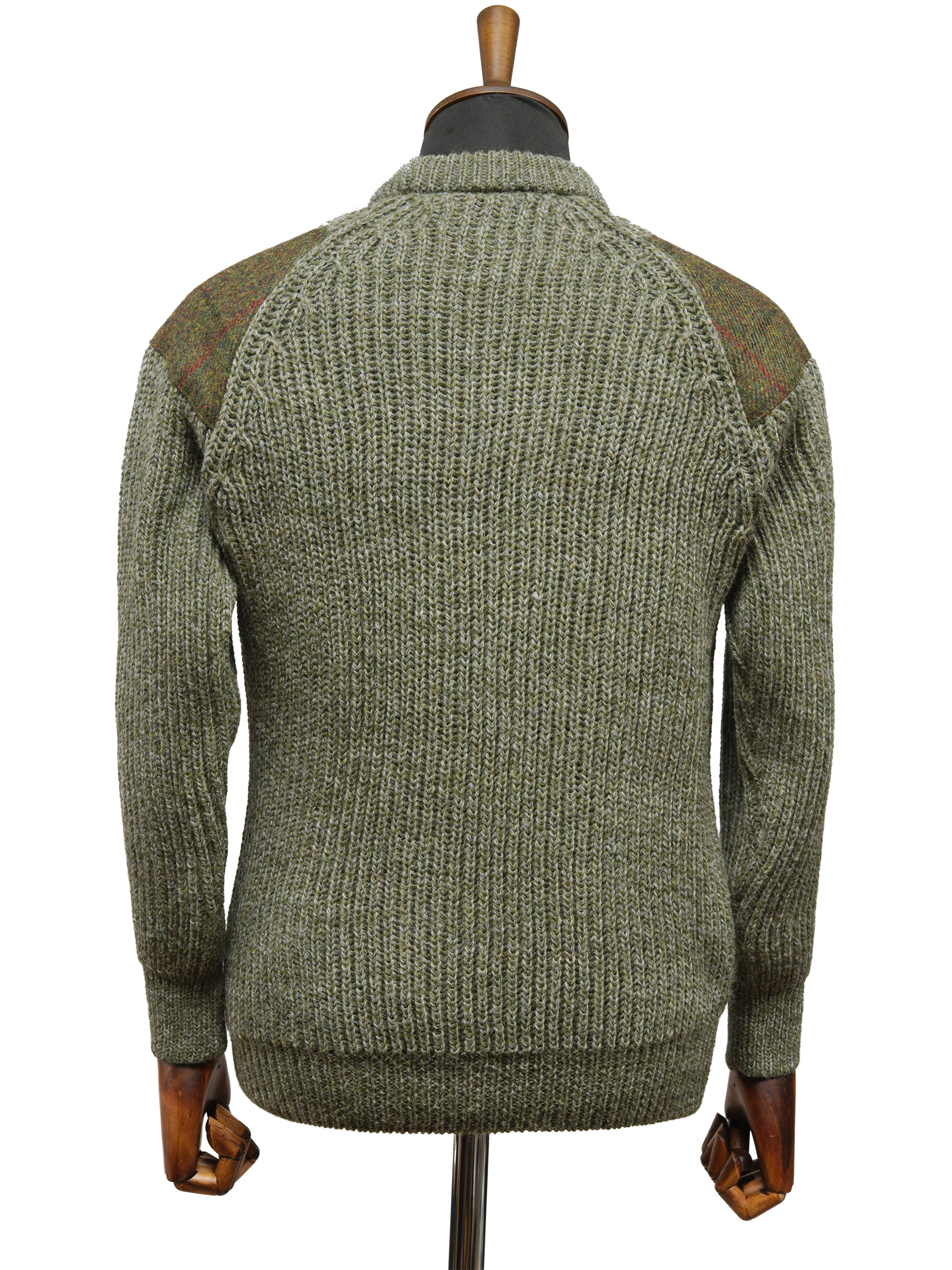 Gamekeeper Chunky Crew Neck Jumper - Sage Green (Moss Patches) - Image 3
