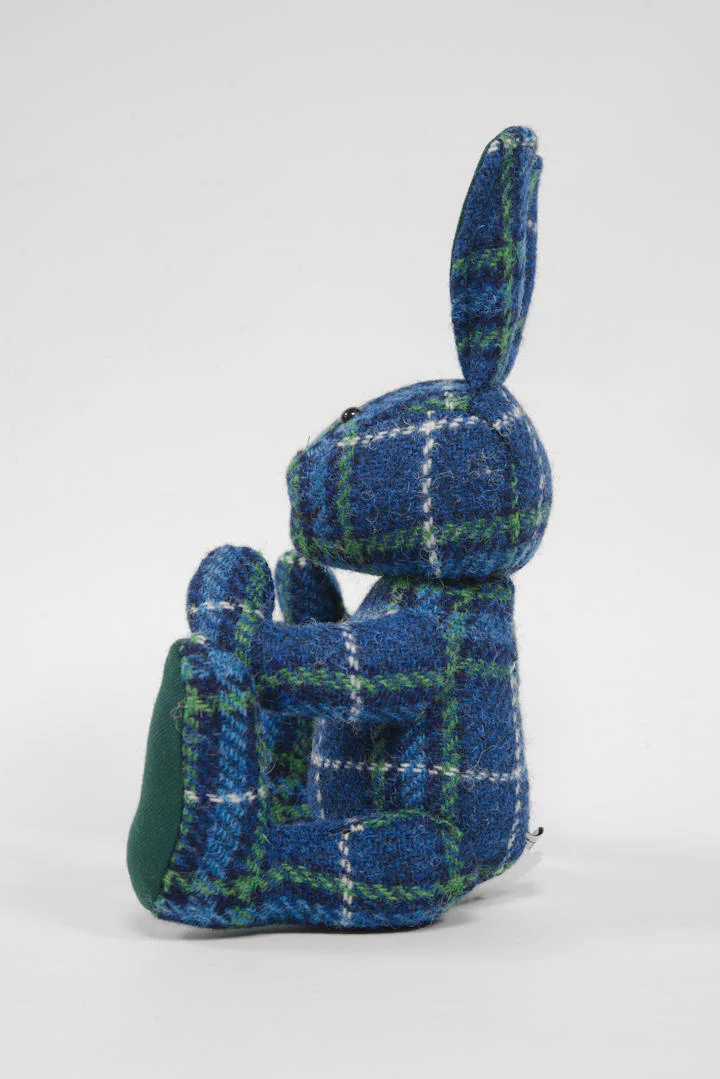 Harris Tweed 12" Fully Jointed Rabbit - A0169 (Green) - Image 3
