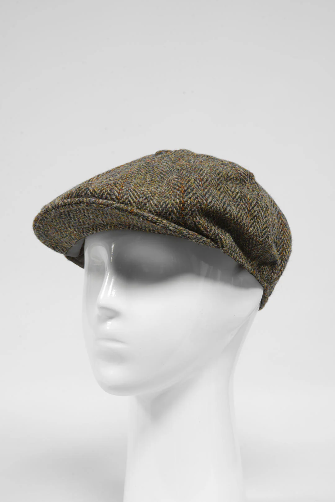 Harris Tweed 8 Piece Flat Cap - Brown HB w/Overcheck (HH) - Image 3