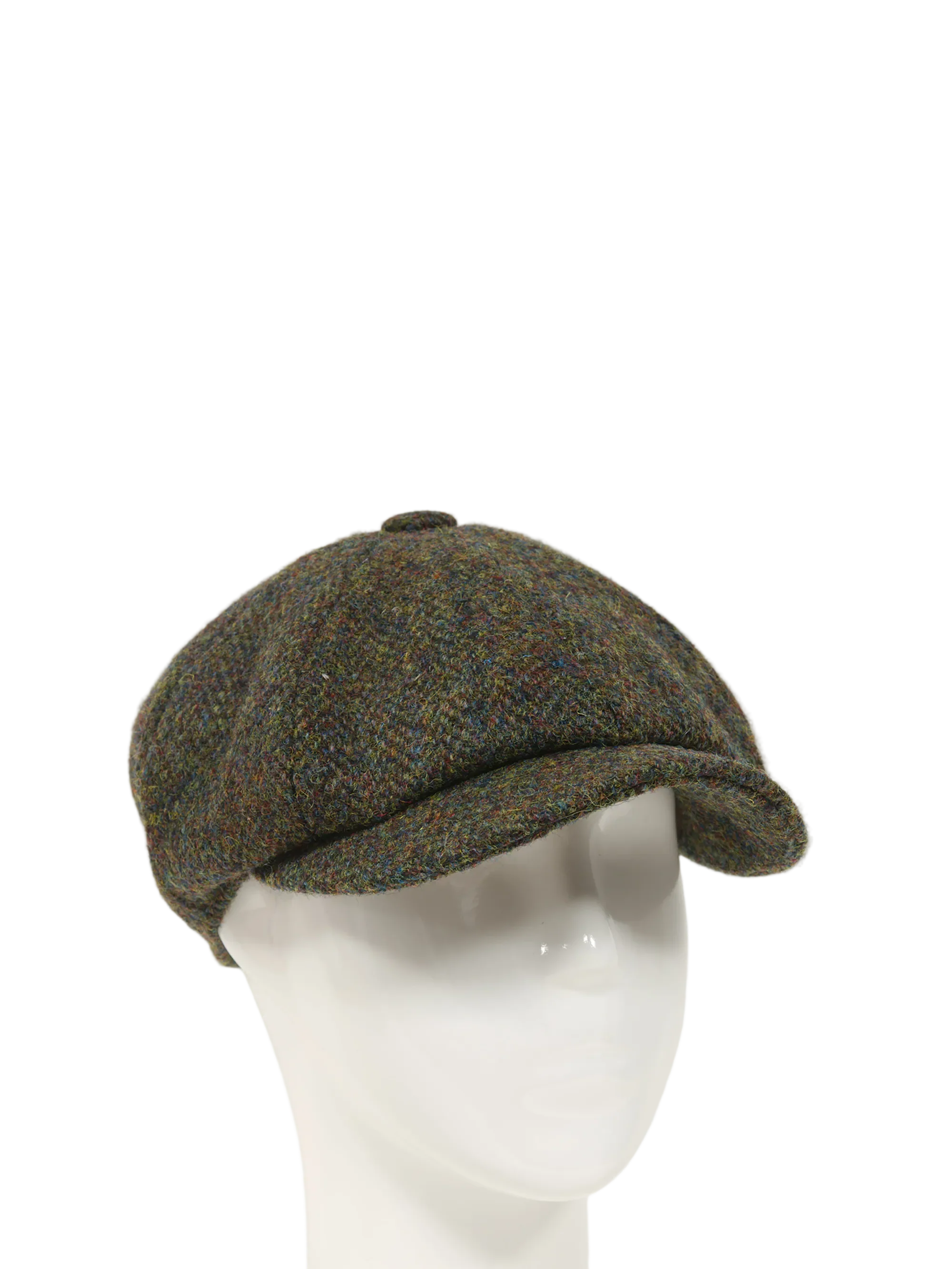 Harris Tweed 8 Piece Flat Cap - Green Mix Herringbone (FW2016) - Image 2