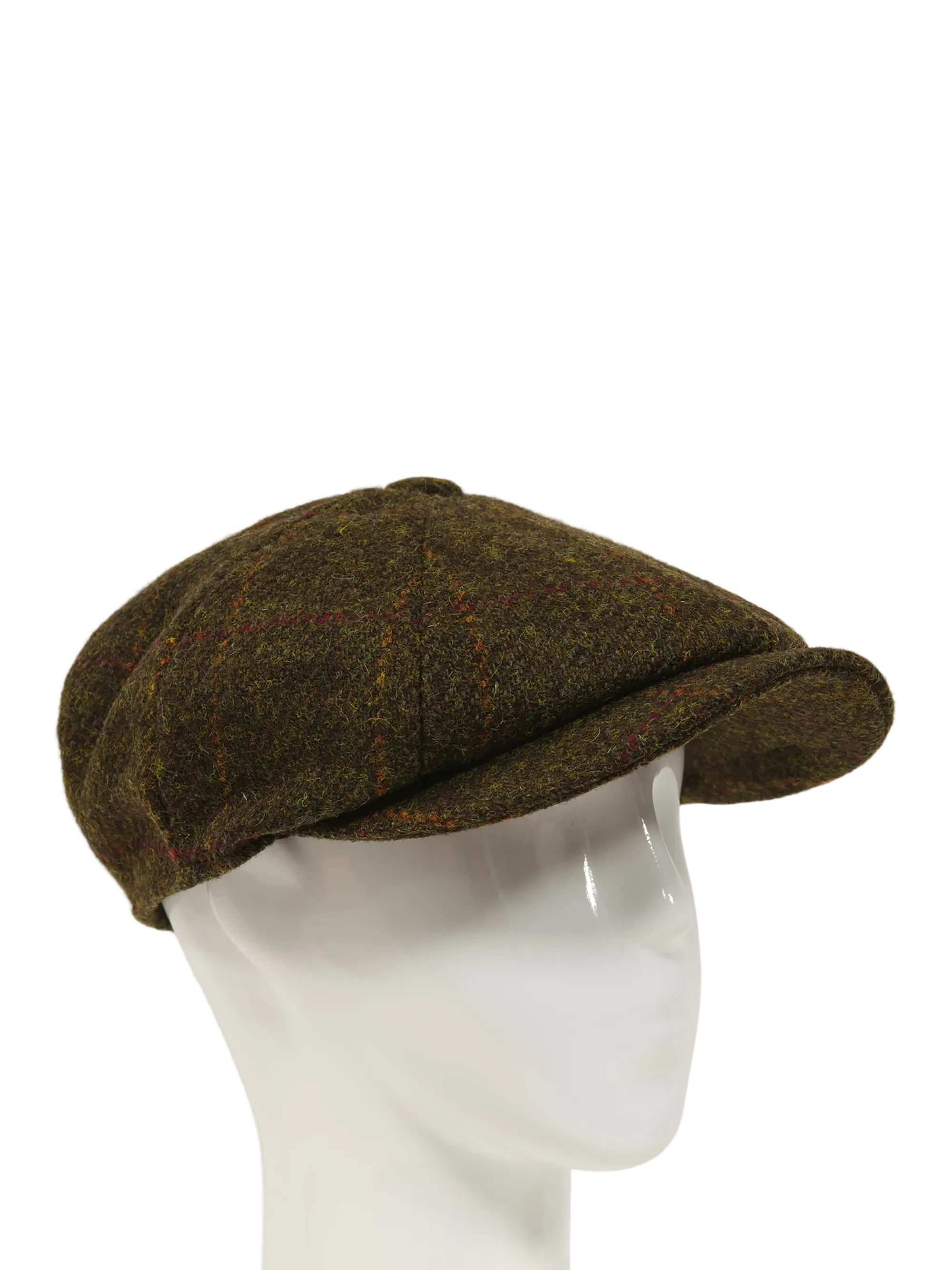 Harris Tweed 8 Piece Flat Cap - Moss Green Windowpane (FW2017) - Image 2