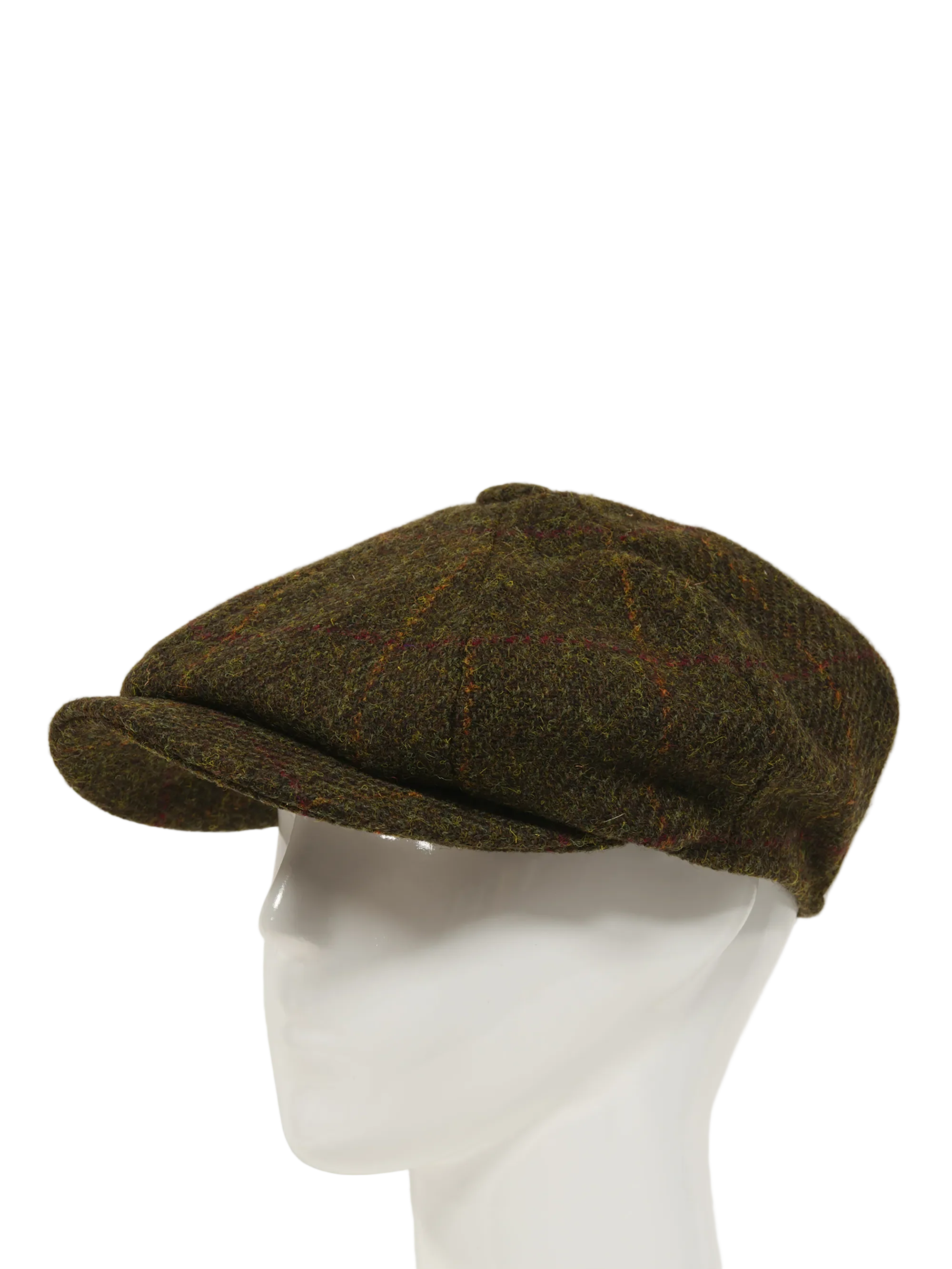 Harris Tweed 8 Piece Flat Cap - Moss Green Windowpane (FW2017) - Image 3