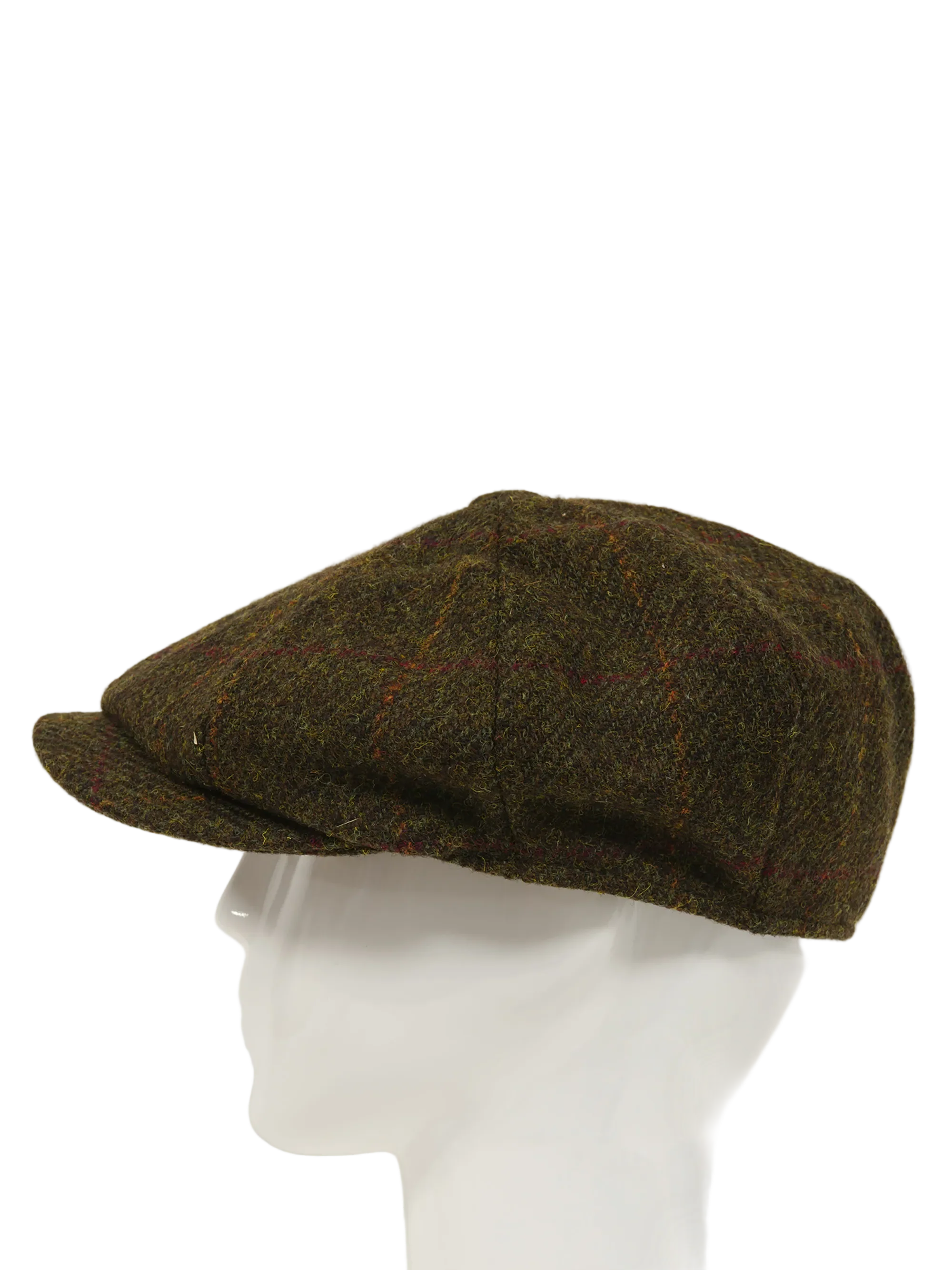 Harris Tweed 8 Piece Flat Cap - Moss Green Windowpane (FW2017) - Image 4