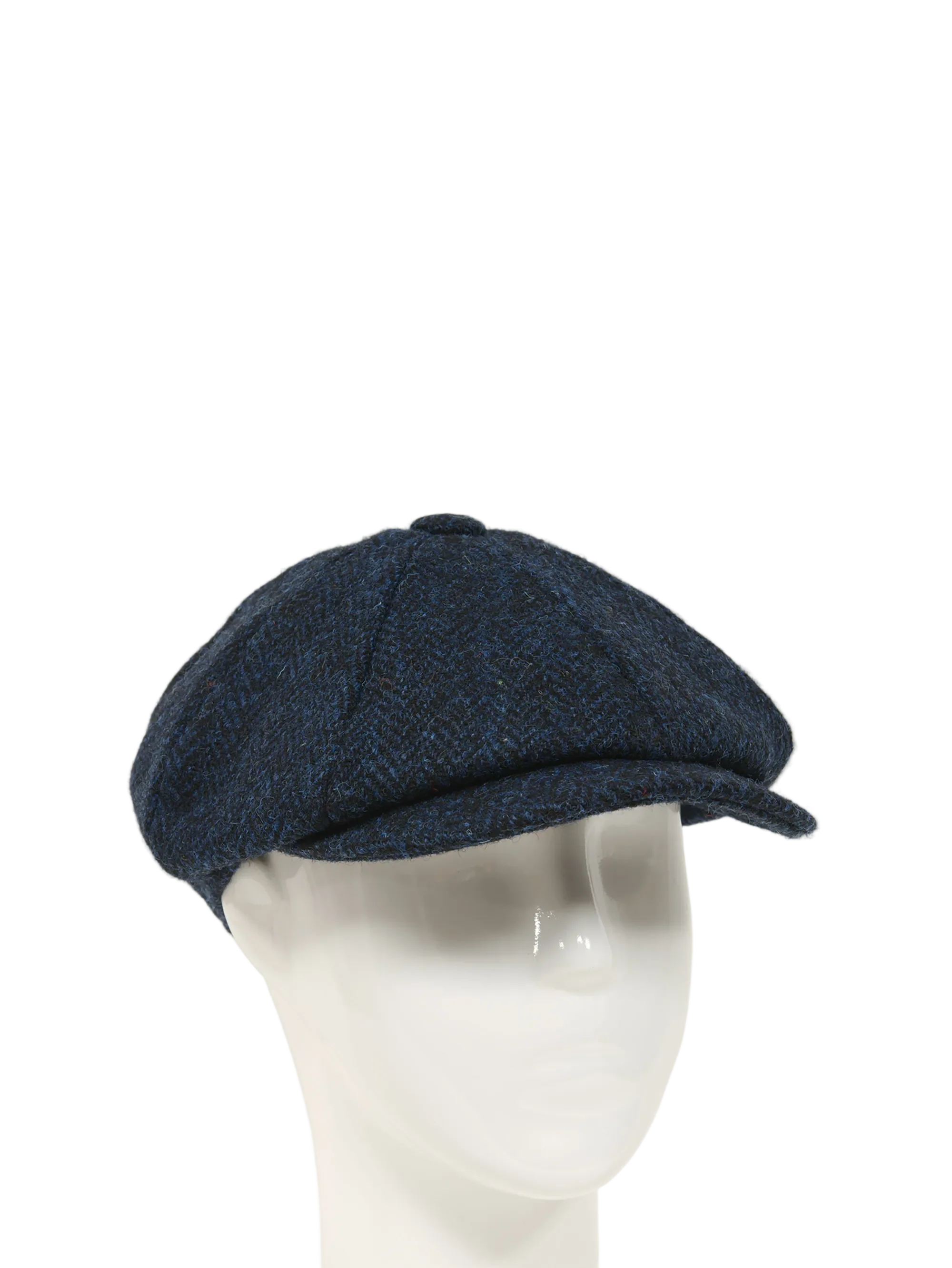 Harris Tweed 8 Piece Flat Cap - Navy Herringbone (FW3302) - Image 2