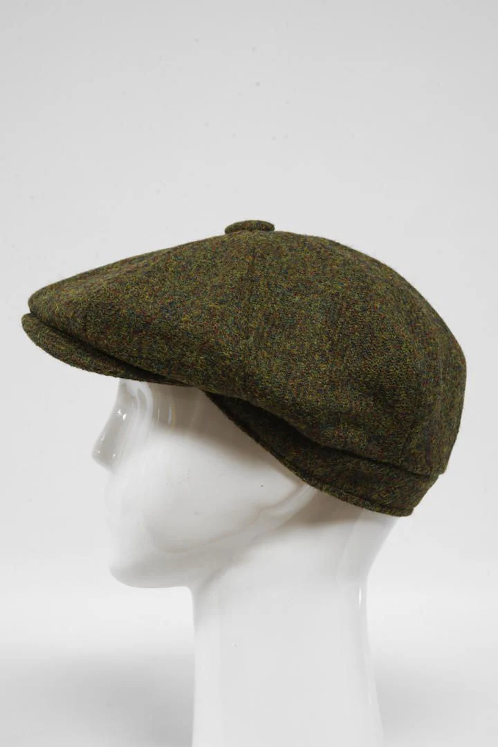 Harris Tweed 8 Piece Flat Cap - Woodland Green (HW) - Image 4