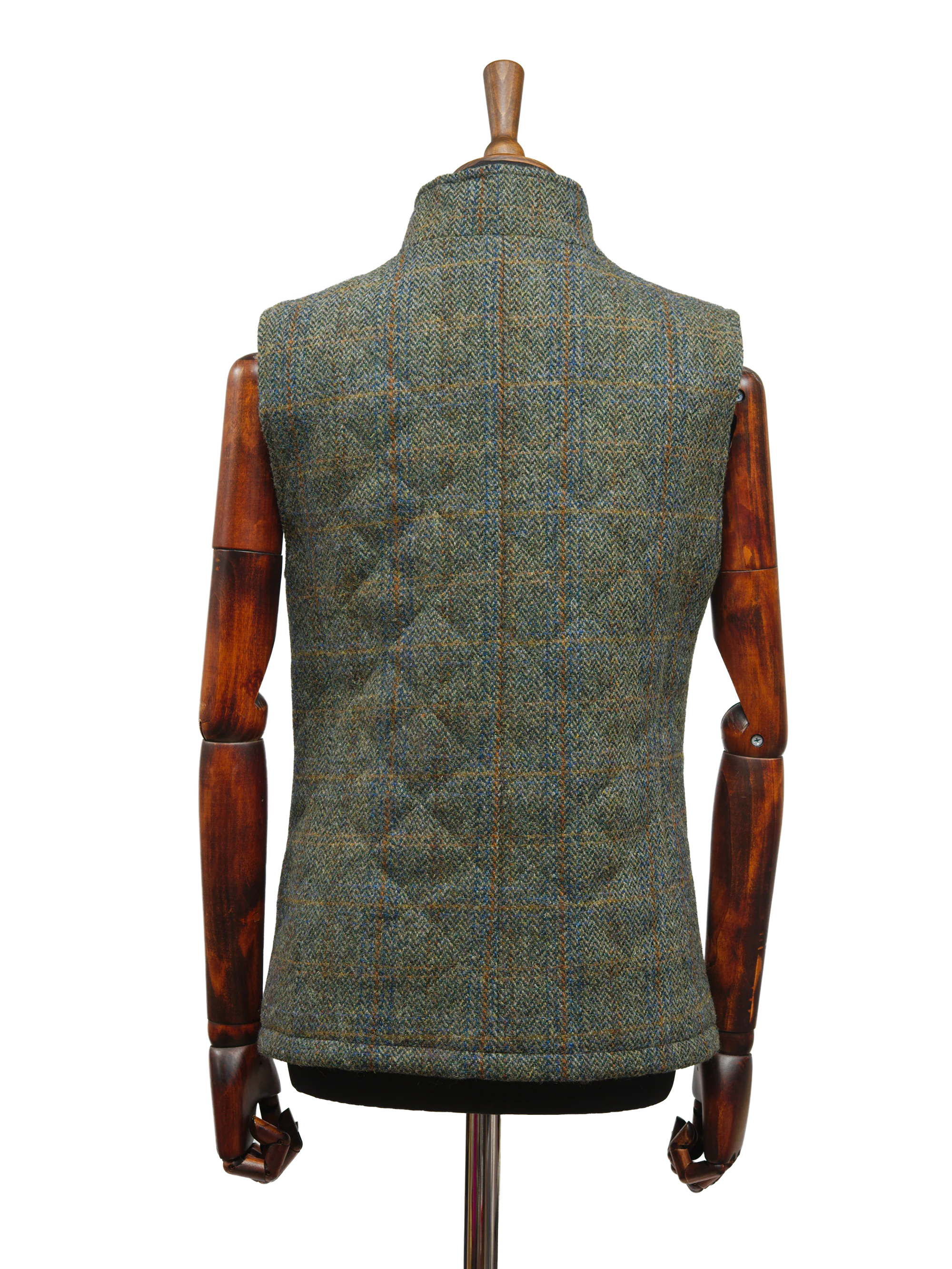 Harris Tweed Andi Gilet - Green HB With Overcheck - Image 4