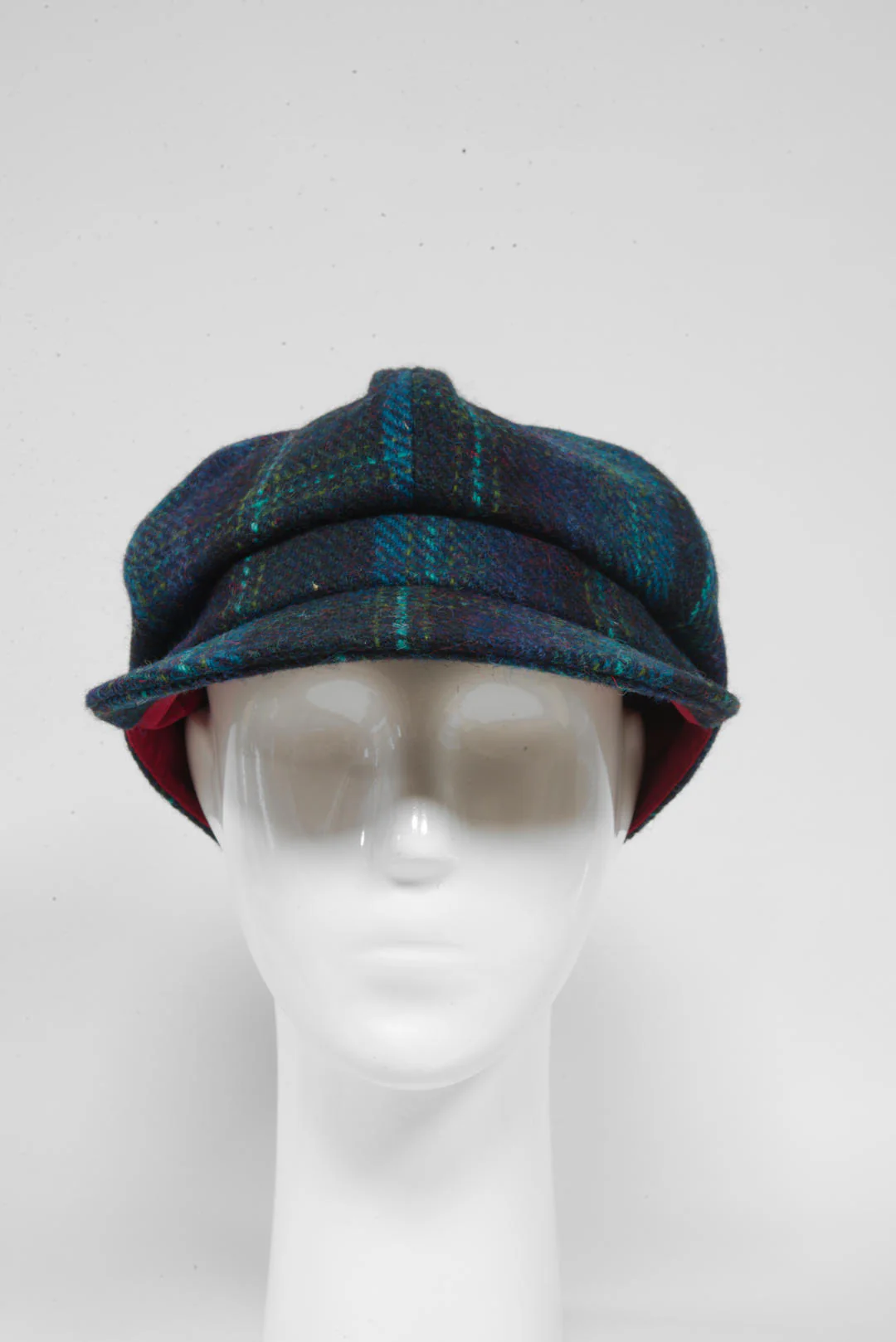 Harris Tweed Baker Boy Hat - Blue w/ Turquoise OC (GA) - Image 3