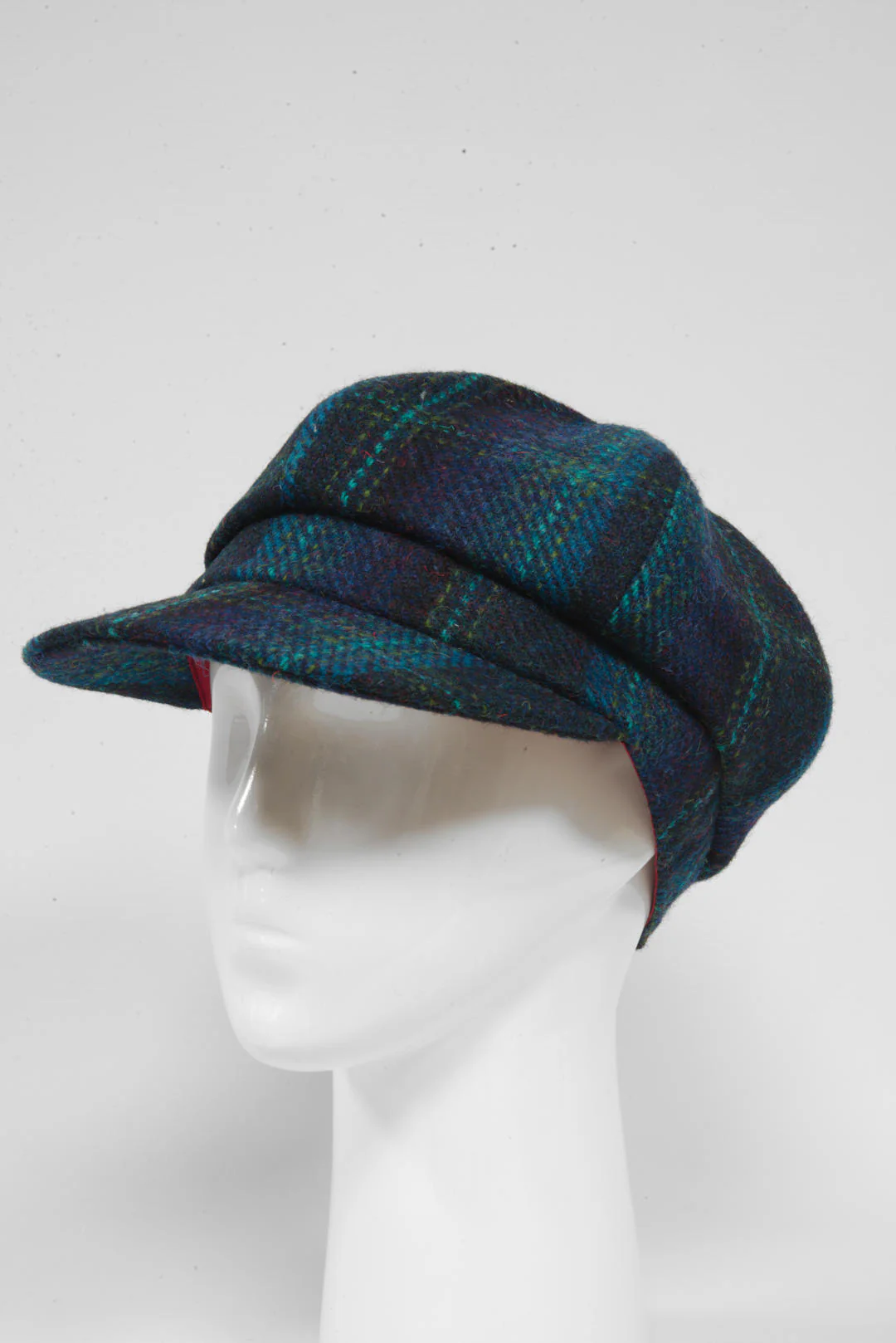 Harris Tweed Baker Boy Hat - Blue w/ Turquoise OC (GA) - Image 4