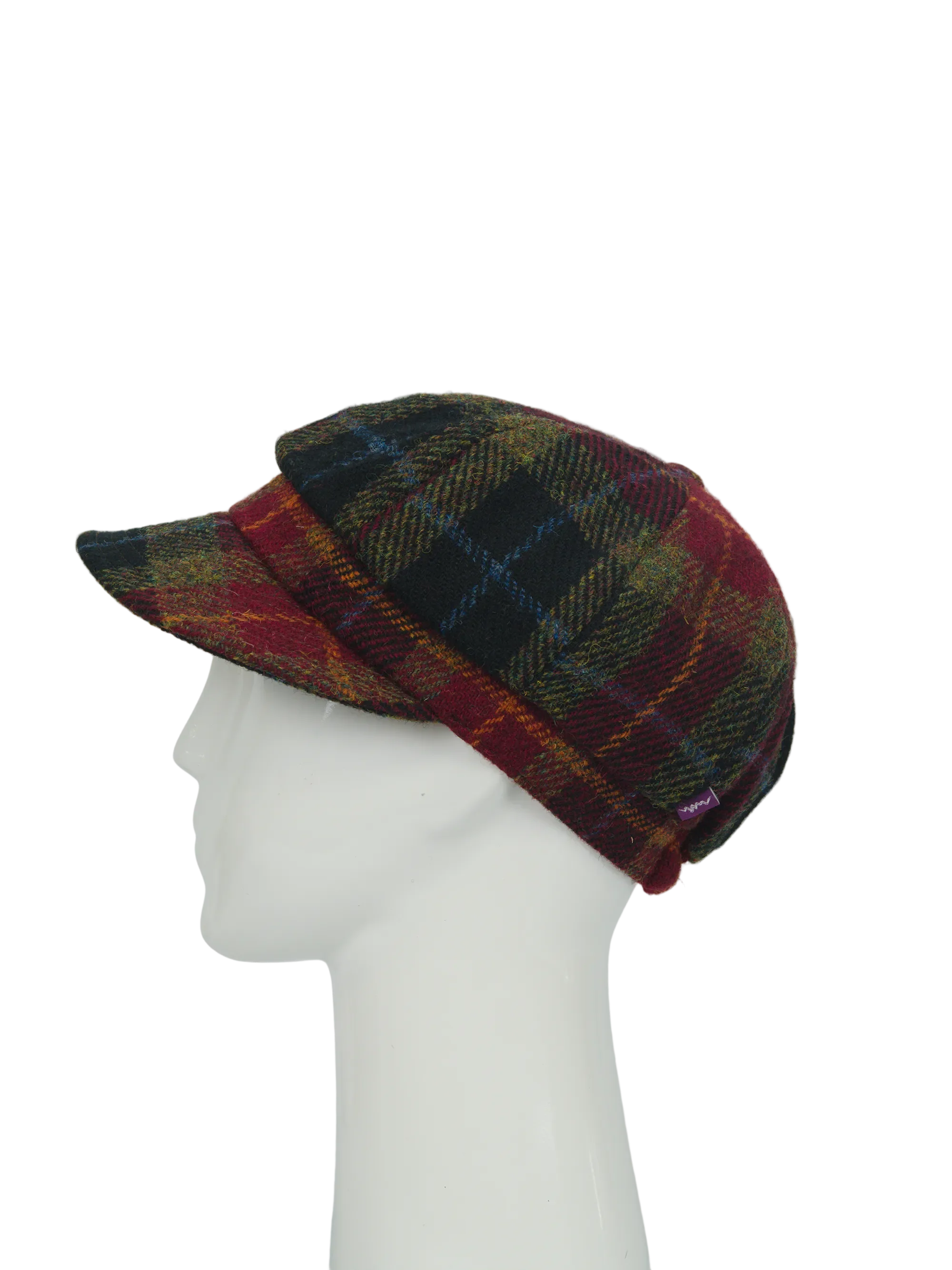 Harris Tweed Baker Boy Hat Green/Rust Check (HH) - Image 4