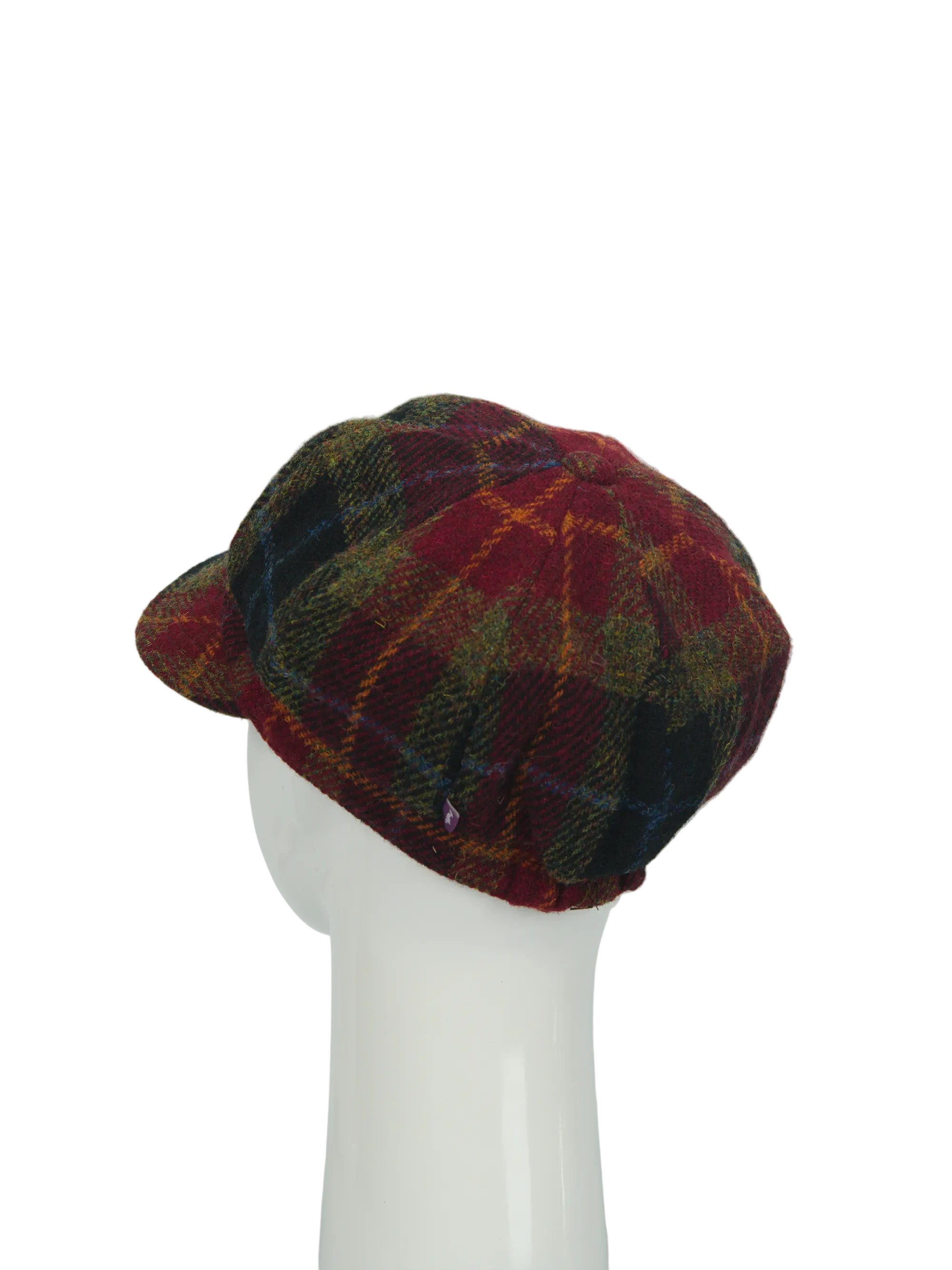Harris Tweed Baker Boy Hat Green/Rust Check (HH) - Image 5