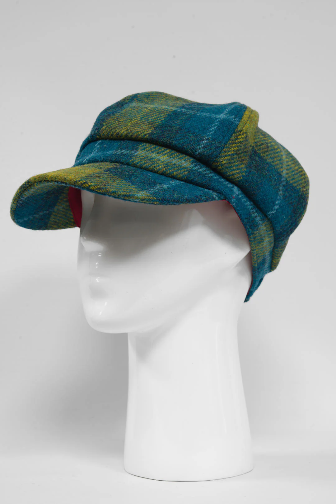 Harris Tweed Baker Boy Hat - Sea Blue/Green Check (GA) - Image 4