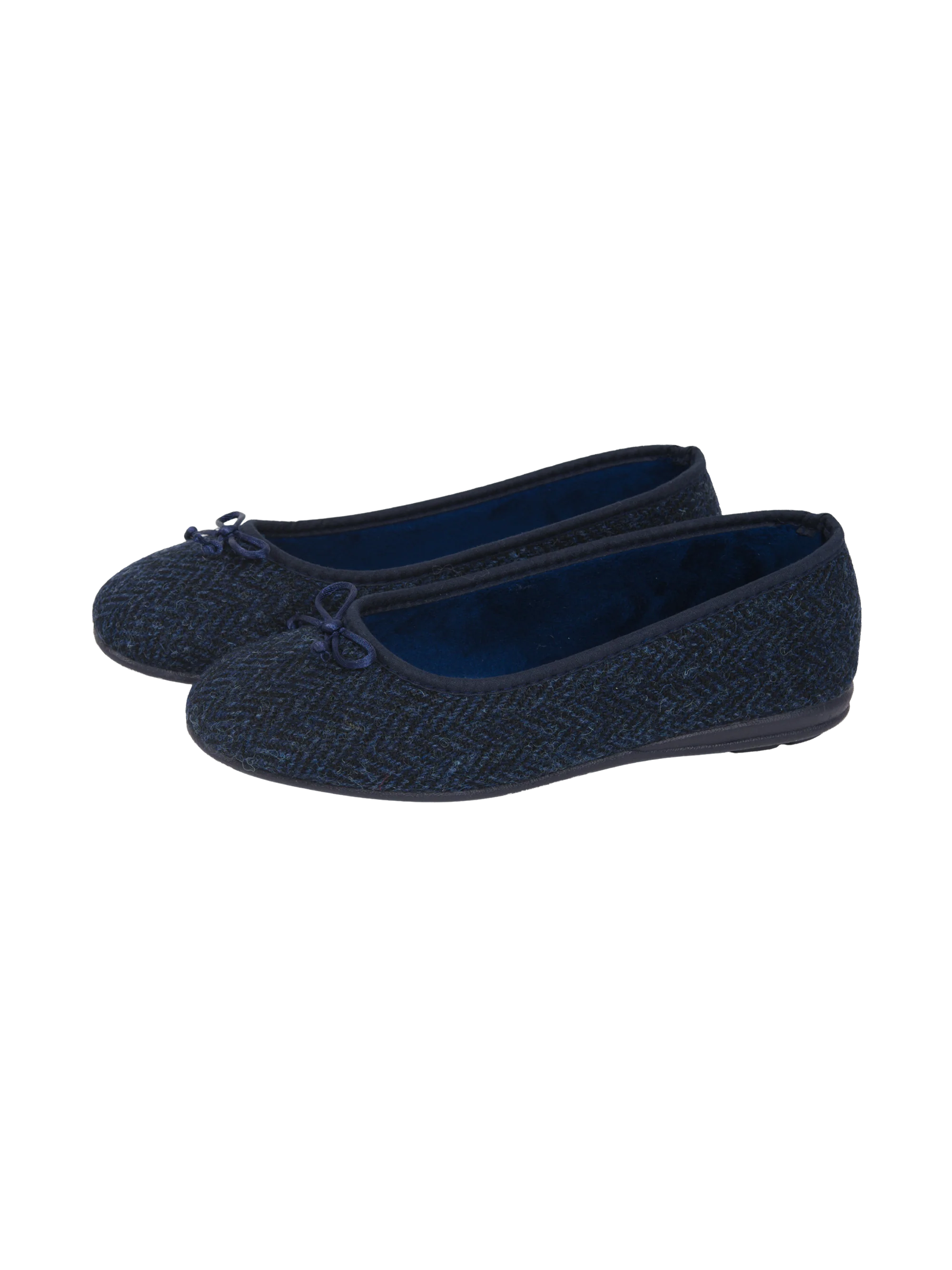 Harris Tweed Ballerina Pumps - Navy Herringbone