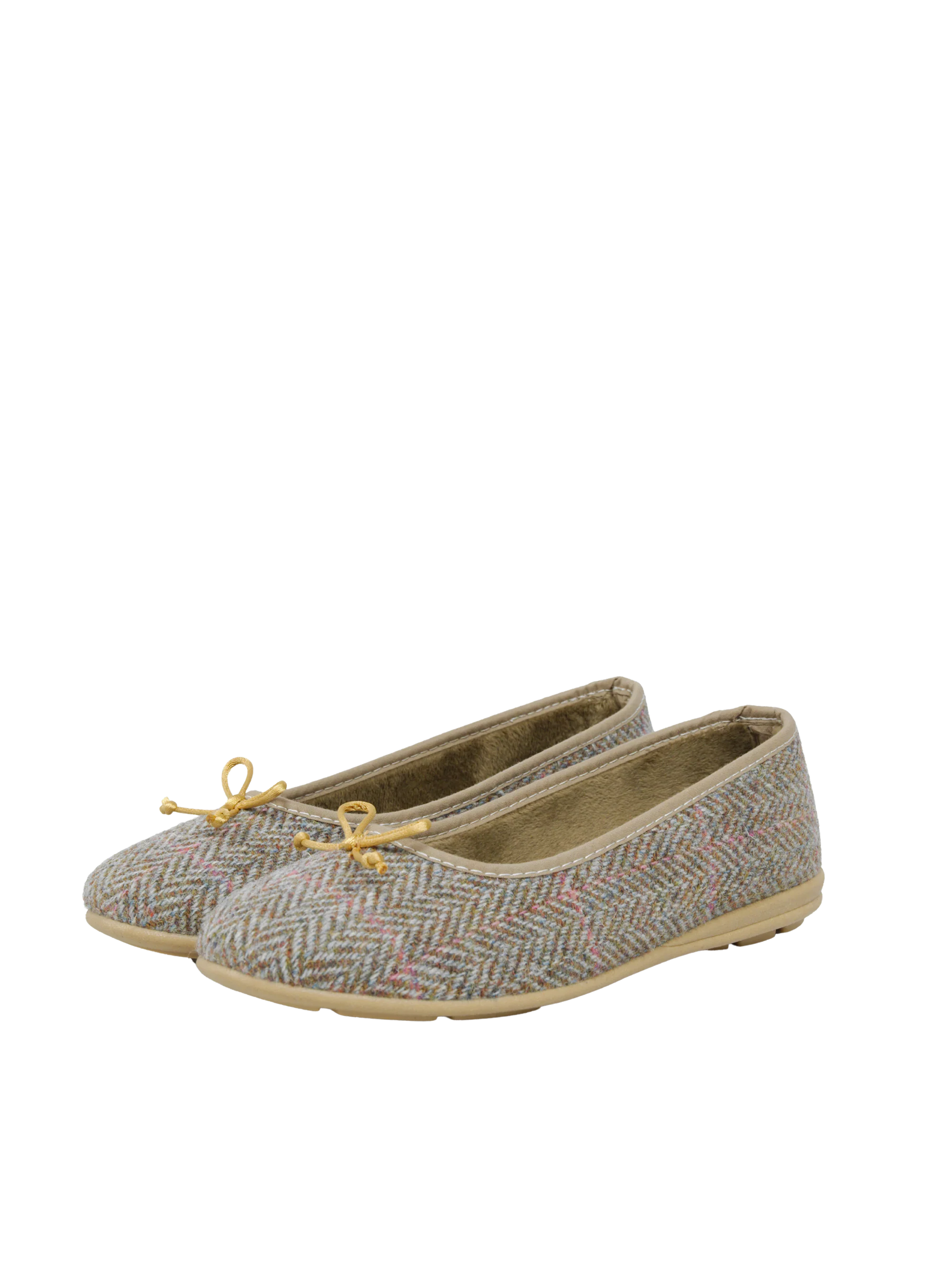 Harris Tweed Ballerina Pumps - Pink Check