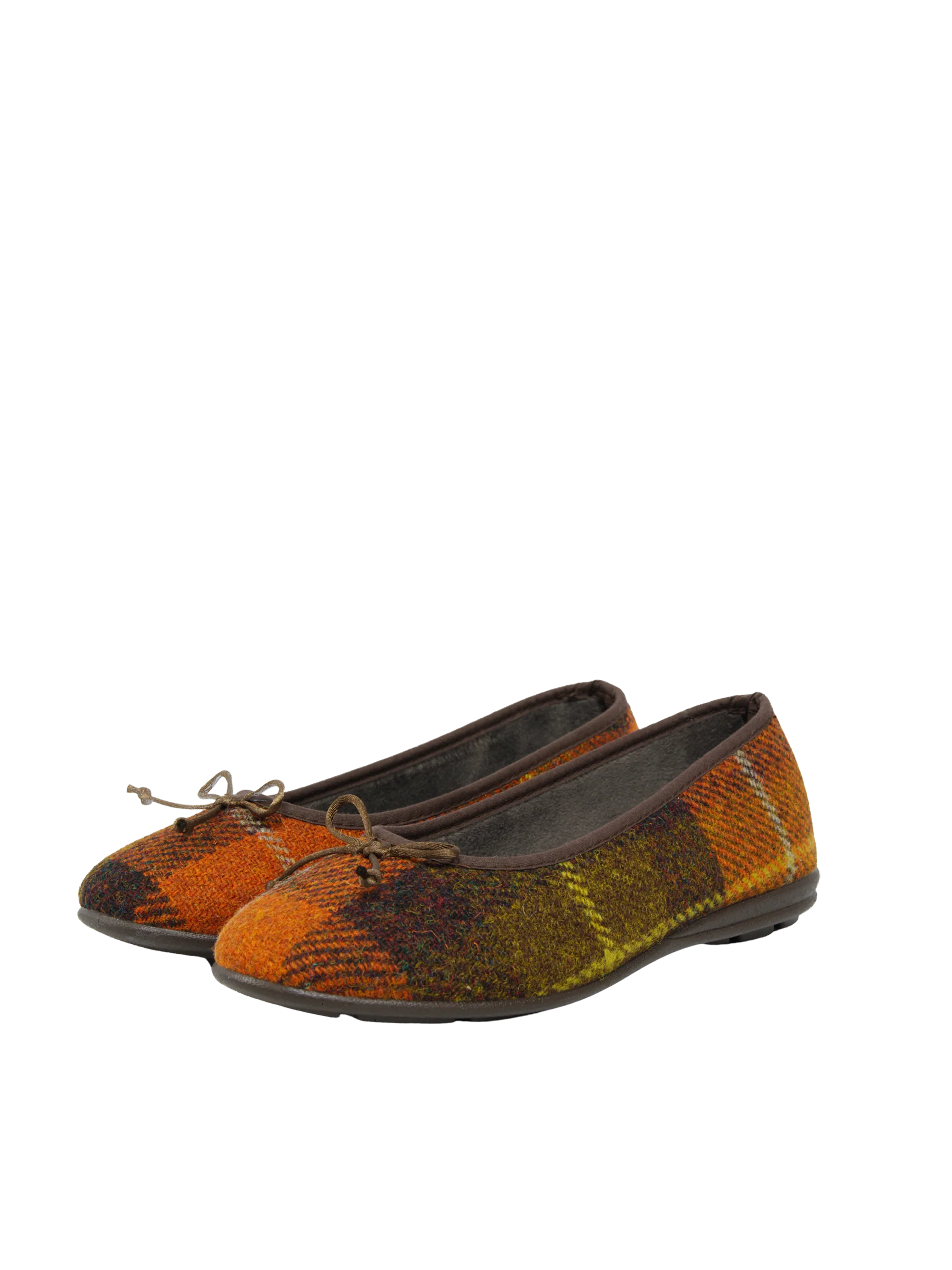 Harris Tweed Ballerina Pumps - Rust Check