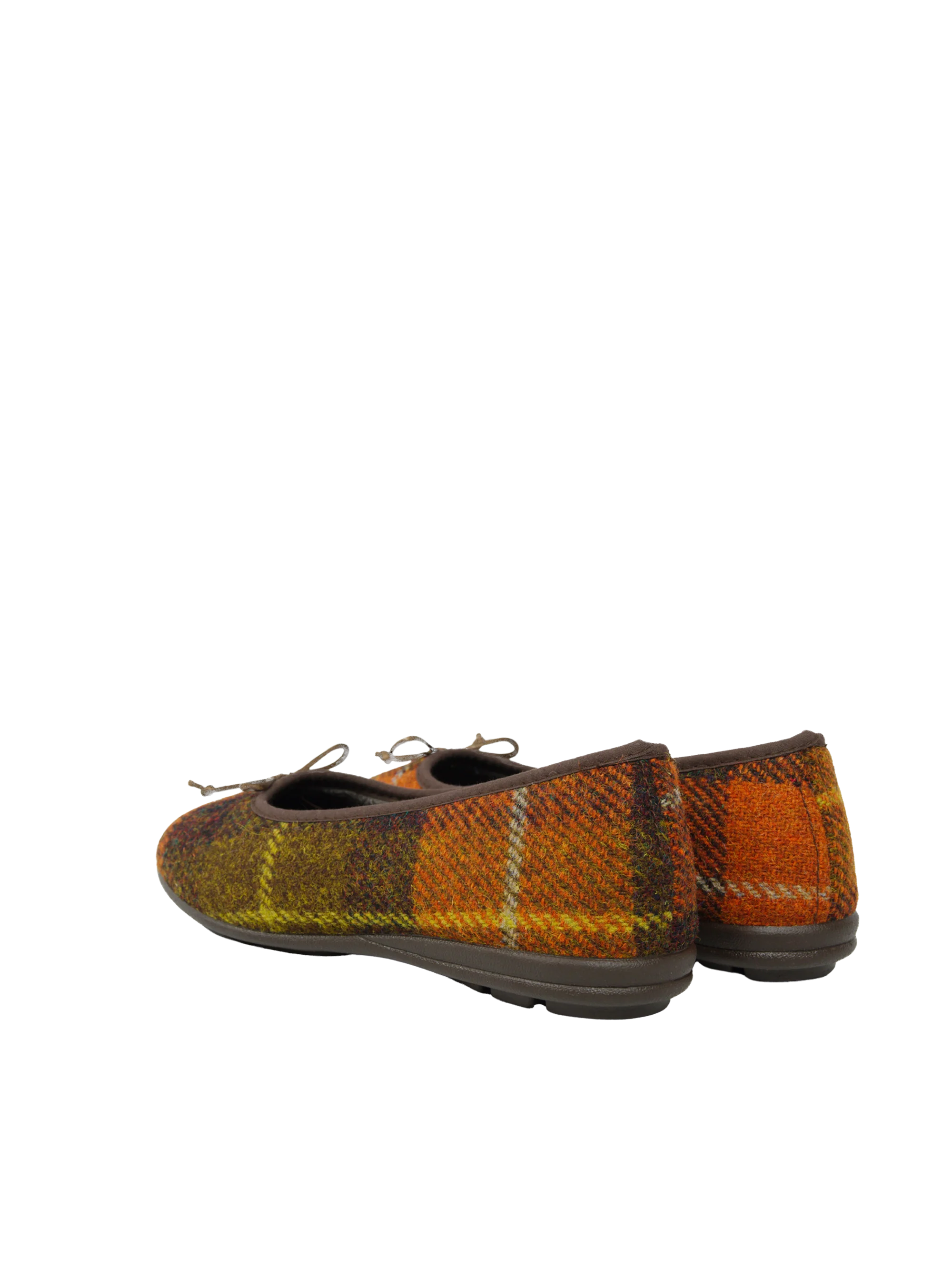 Harris Tweed Ballerina Pumps - Rust Check - Image 3