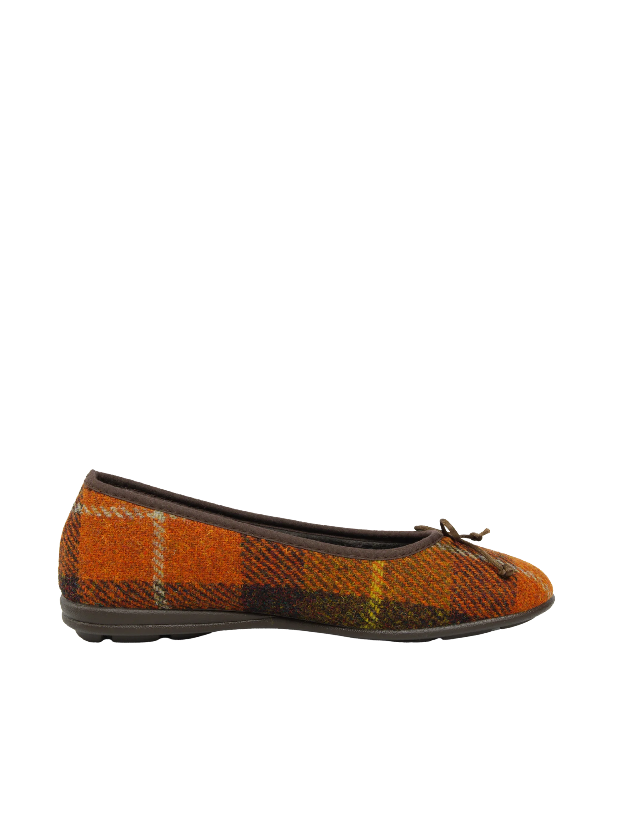 Harris Tweed Ballerina Pumps - Rust Check - Image 5