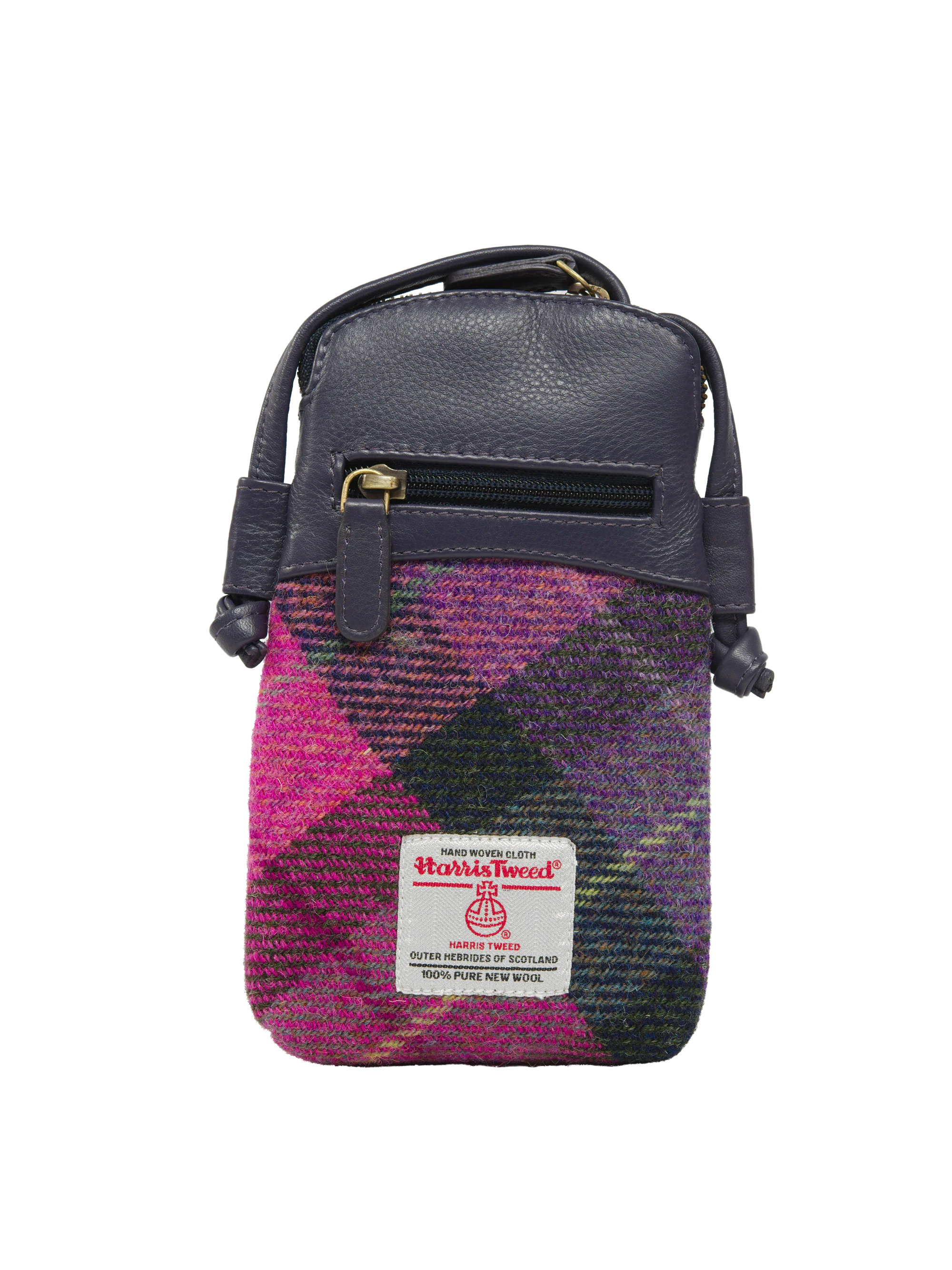 Harris Tweed Barvas Bag - A0257 (Bluebell Leather)