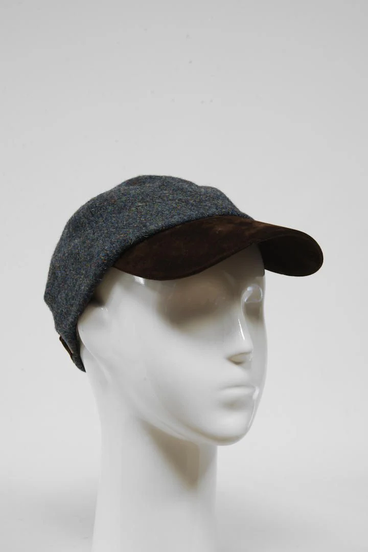 Harris Tweed Baseball Cap - Blue Grey Mix (HW) - Image 2