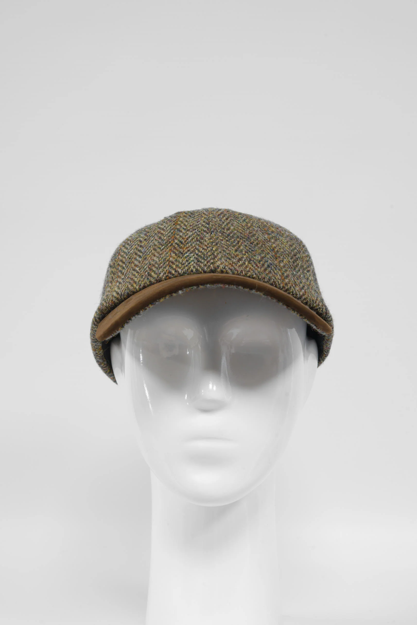 Harris Tweed Baseball Cap - Brown/Green Mix Herringbone (HH) - Image 3