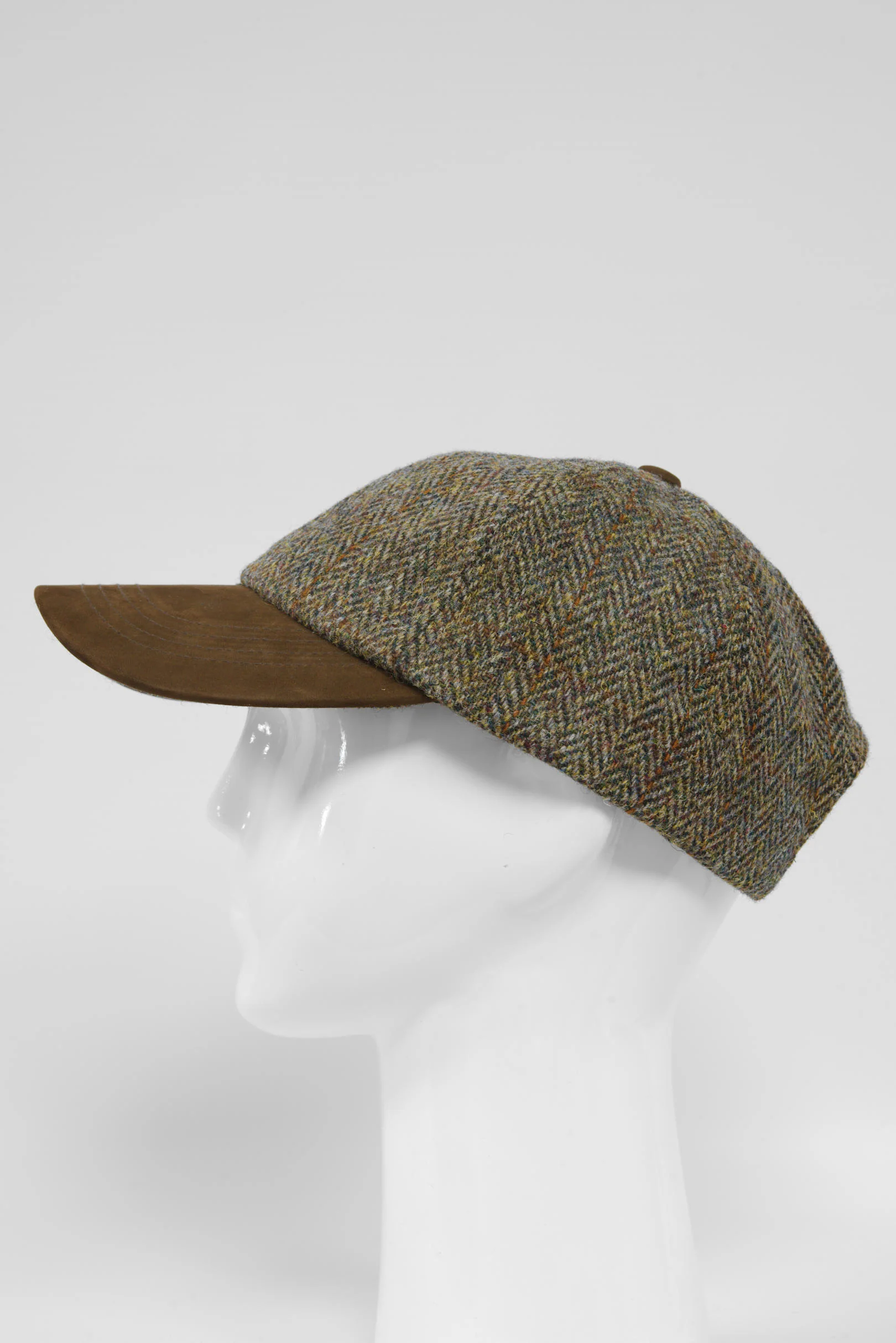 Harris Tweed Baseball Cap - Brown/Green Mix Herringbone (HH) - Image 5