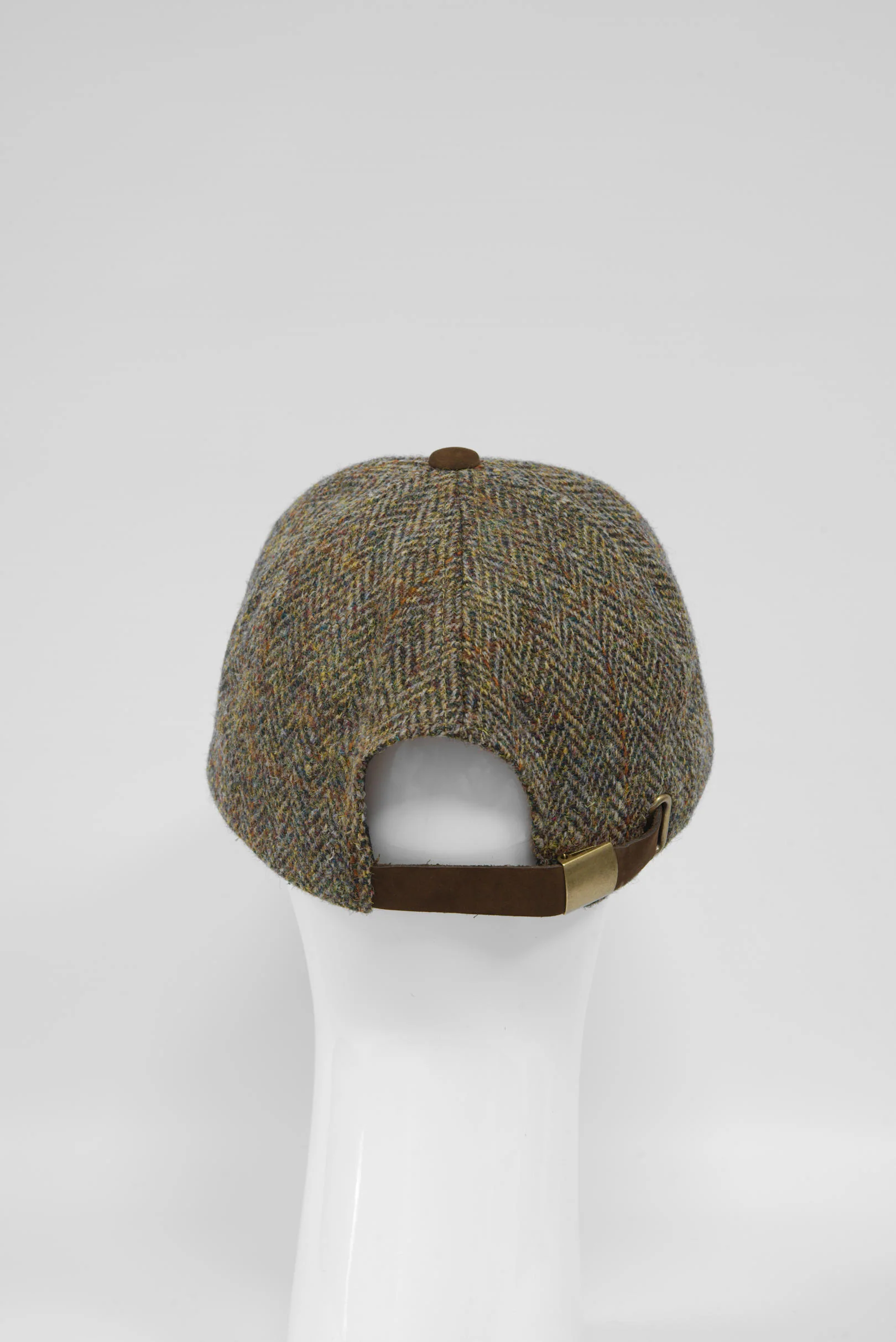 Harris Tweed Baseball Cap - Brown/Green Mix Herringbone (HH) - Image 6
