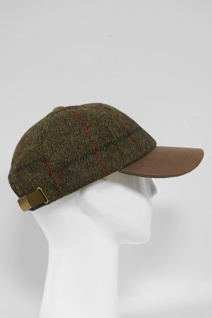 Harris Tweed Baseball Cap - Green Check (HH)