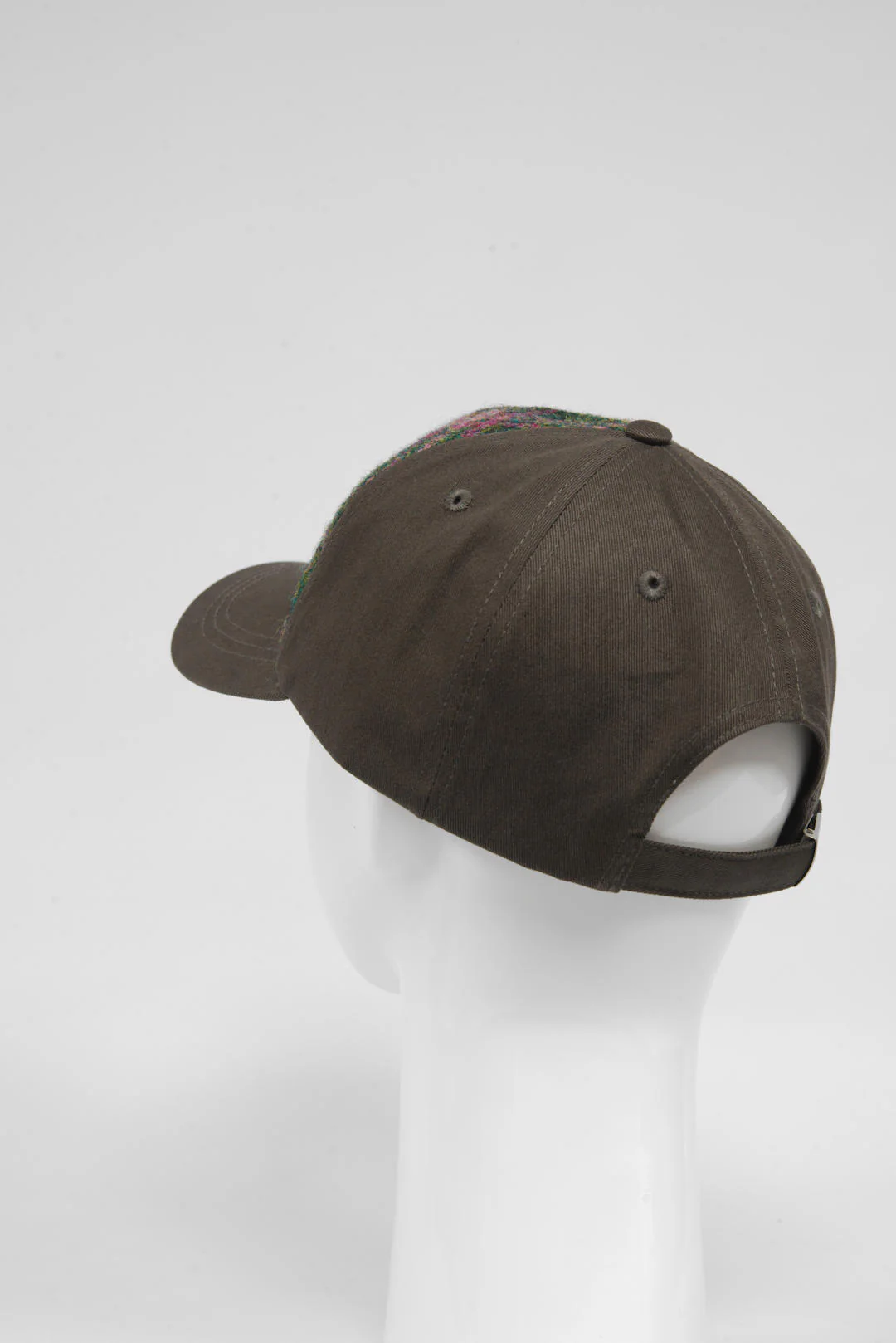 Harris Tweed Baseball Cap - Green/Plum Check (GA) - Image 6