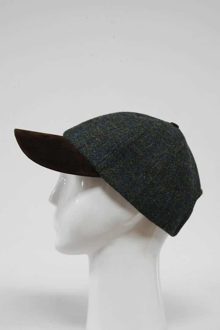 Harris Tweed Baseball Cap - Green Windowpane (HW) - Image 4