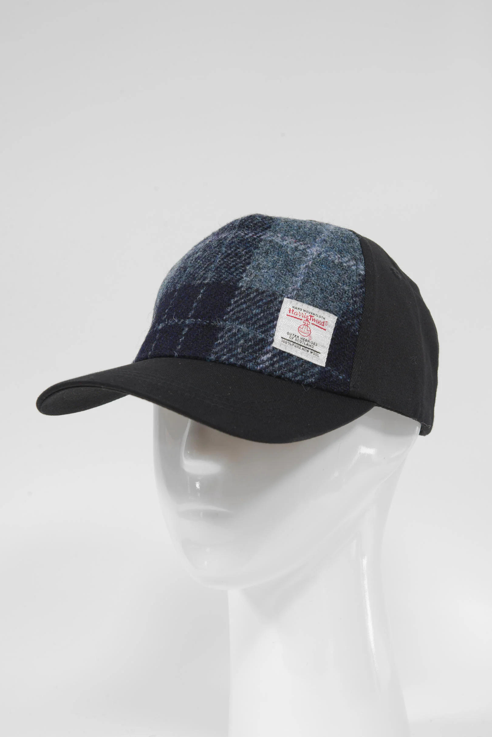 Harris Tweed Baseball Cap - Navy/Blue Check (GA) - Image 4