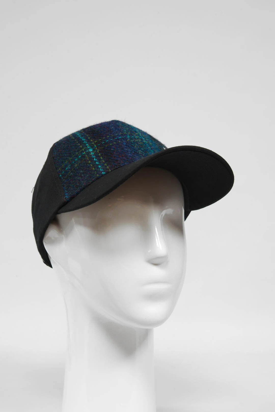 Harris Tweed Baseball Cap - Navy w/Teal Overcheck (GA) - Image 2