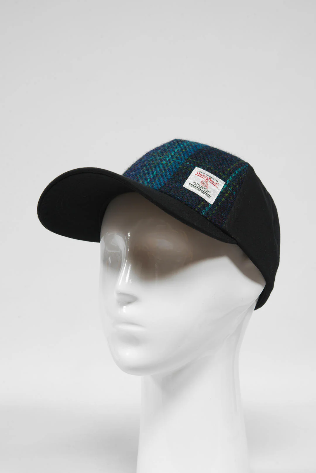 Harris Tweed Baseball Cap - Navy w/Teal Overcheck (GA) - Image 3