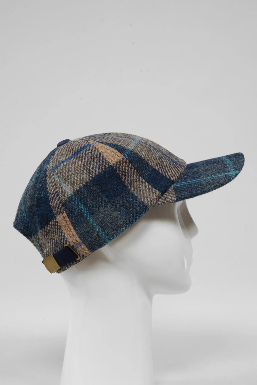 Harris Tweed Baseball Cap - Sand Navy Check (HH)