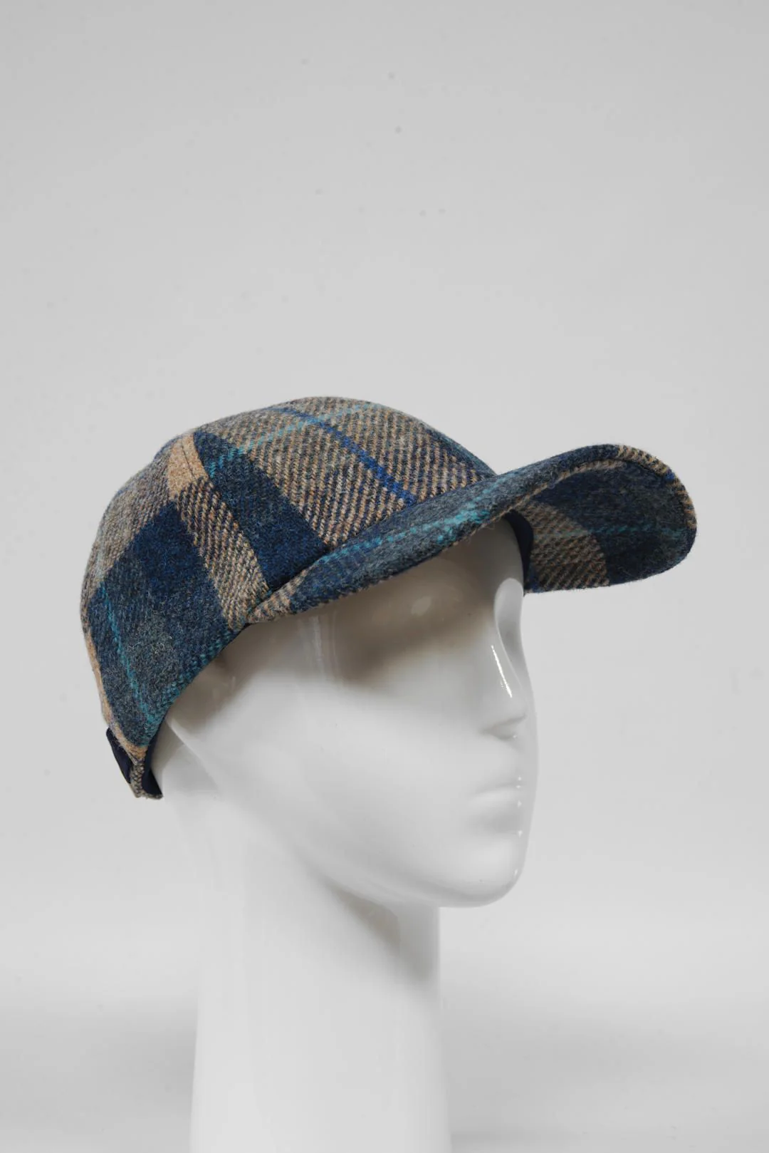Harris Tweed Baseball Cap - Sand Navy Check (HH) - Image 2