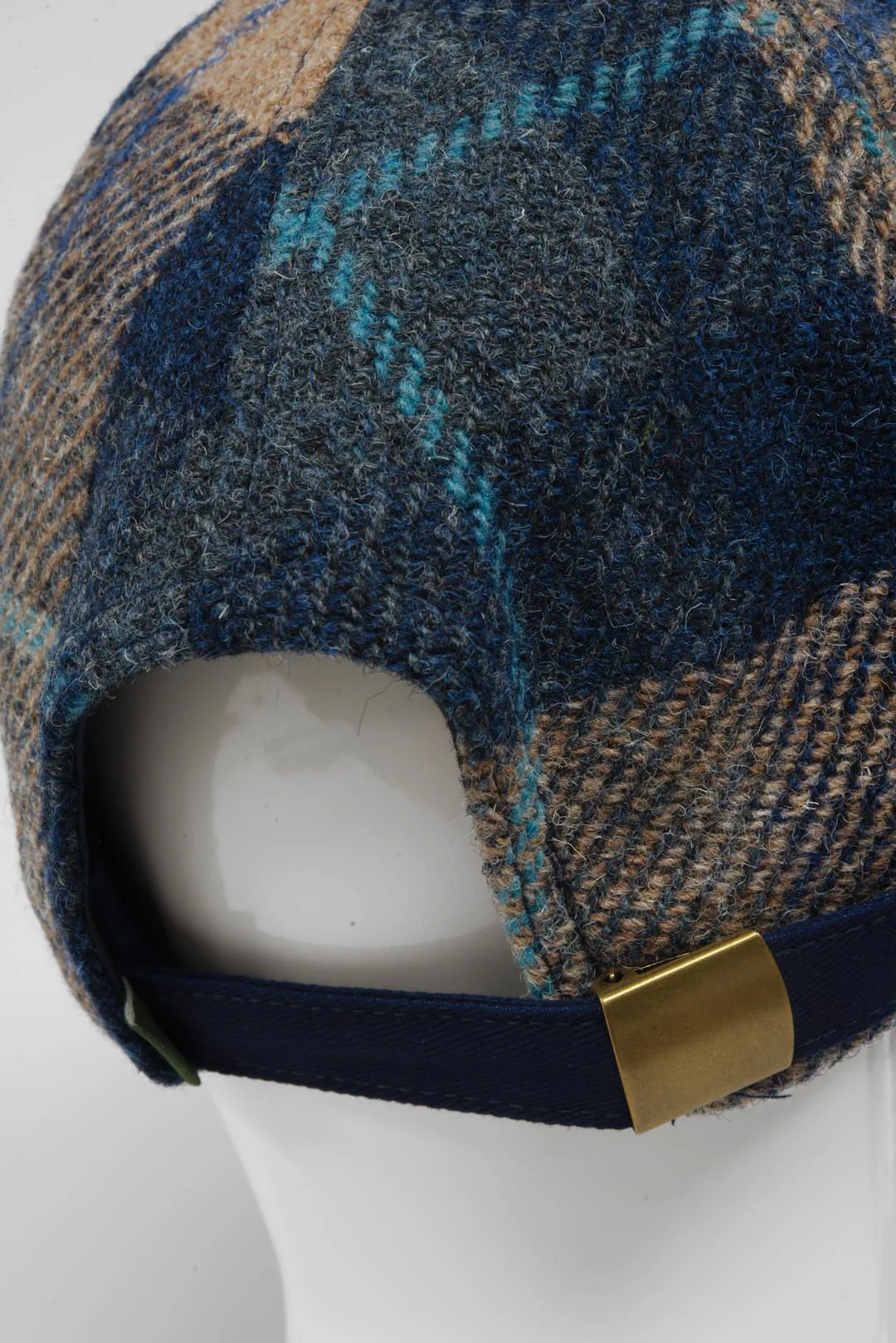Harris Tweed Baseball Cap - Sand Navy Check (HH) - Image 6