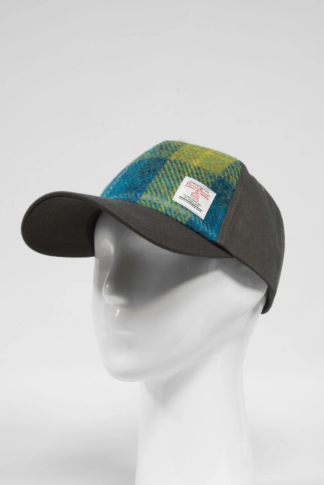 Harris Tweed Baseball Cap - Sea Blue/Green Check (GA) - Image 4