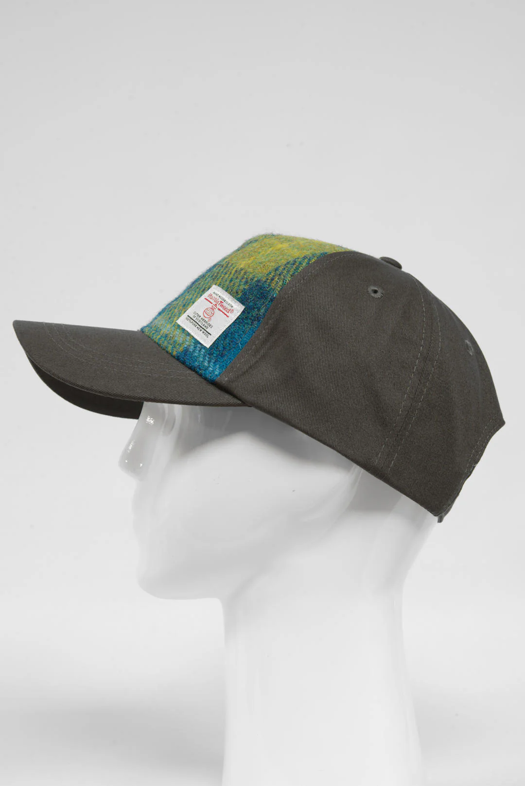 Harris Tweed Baseball Cap - Sea Blue/Green Check (GA) - Image 5