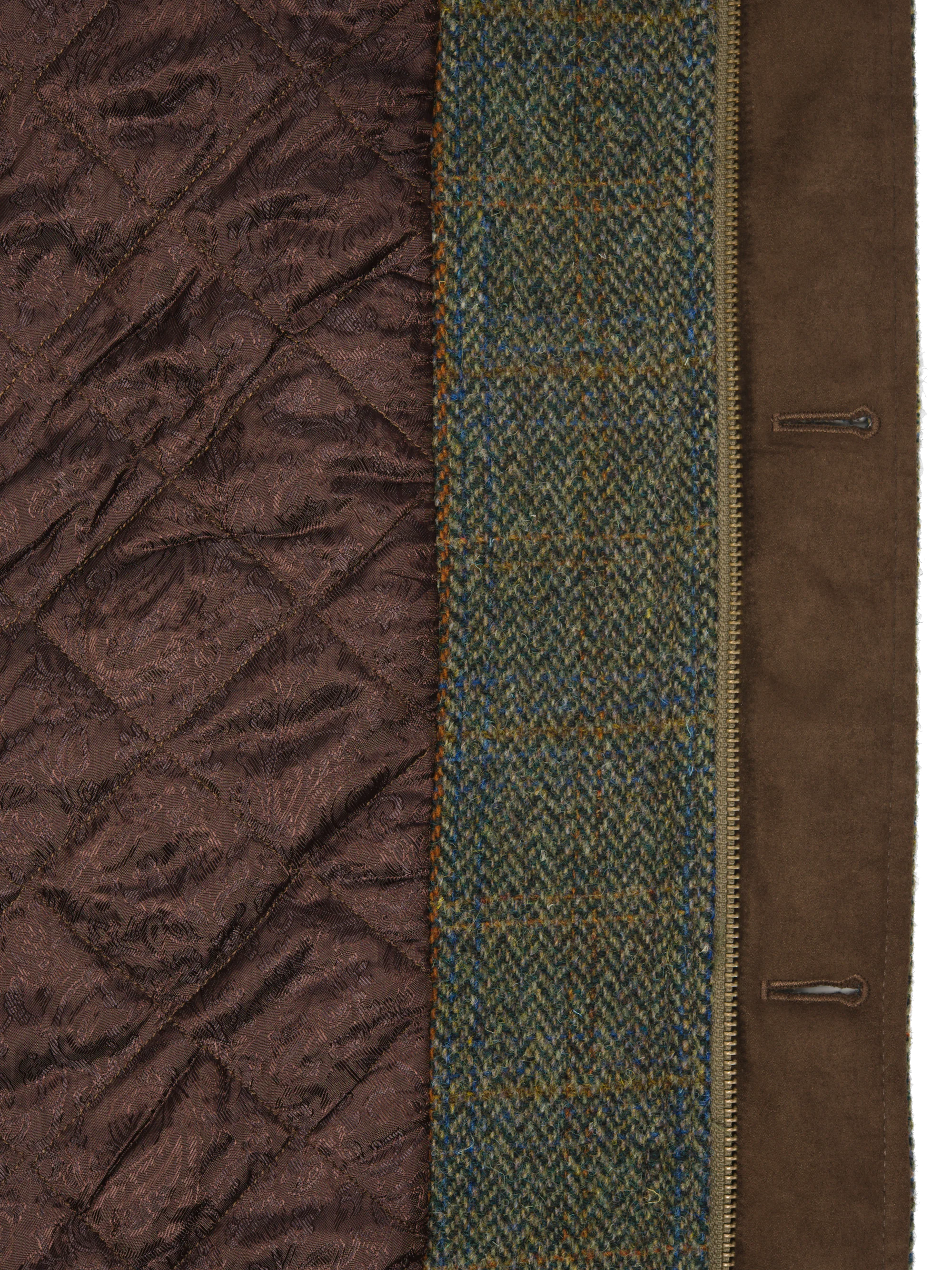 Harris Tweed Boyd Field Coat - Green Herringbone With Overcheck - Image 10