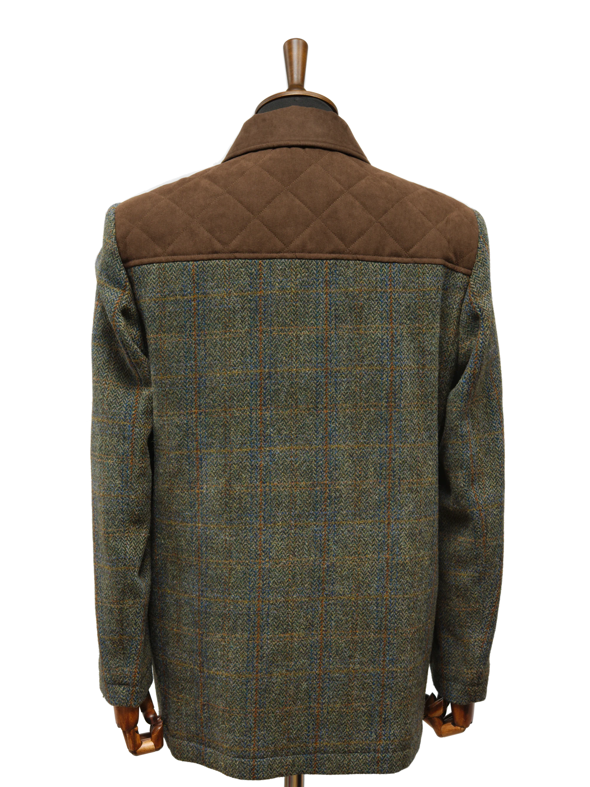 Harris Tweed Boyd Field Coat - Green Herringbone With Overcheck - Image 5