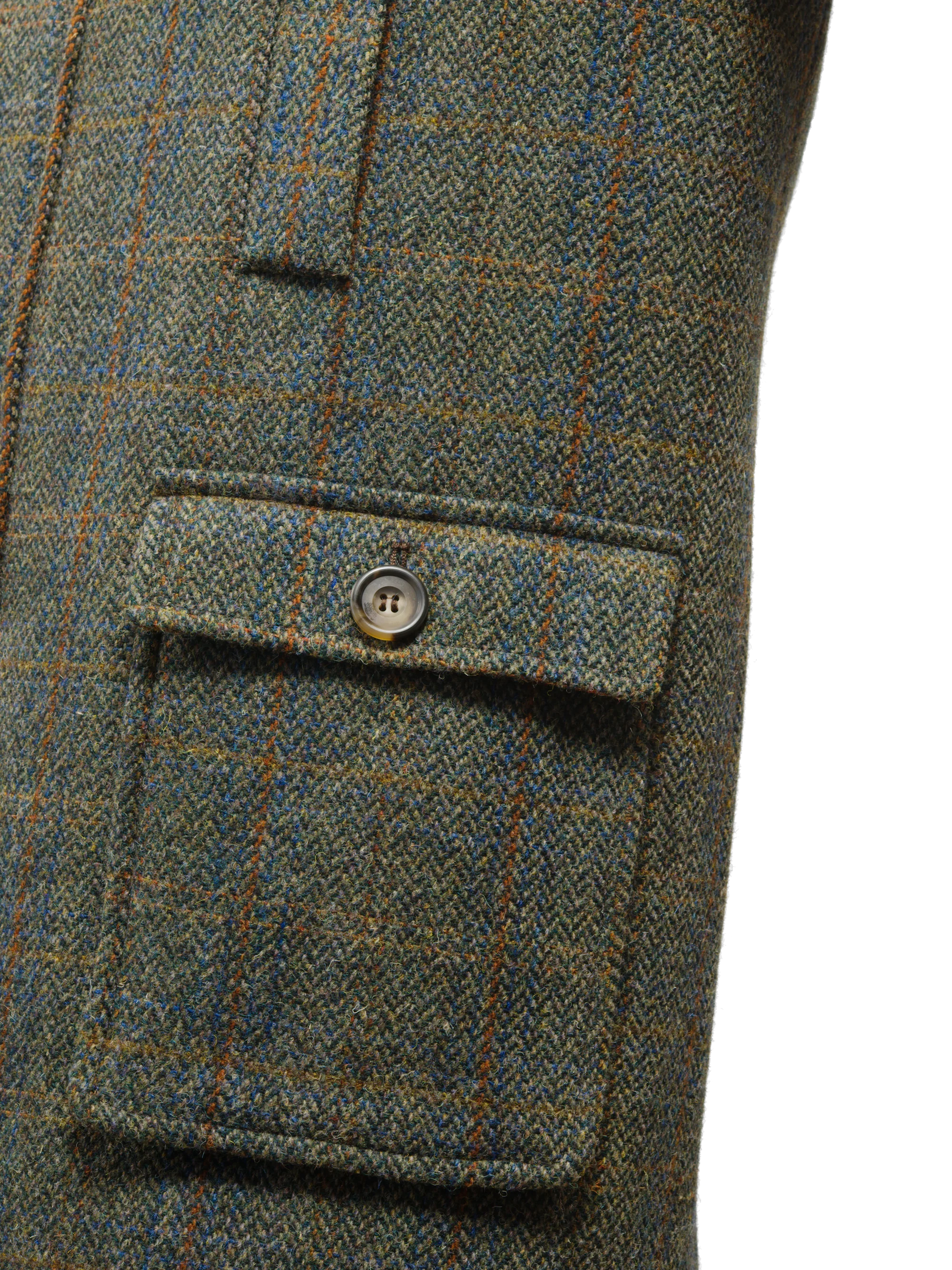 Harris Tweed Boyd Field Coat - Green Herringbone With Overcheck - Image 7