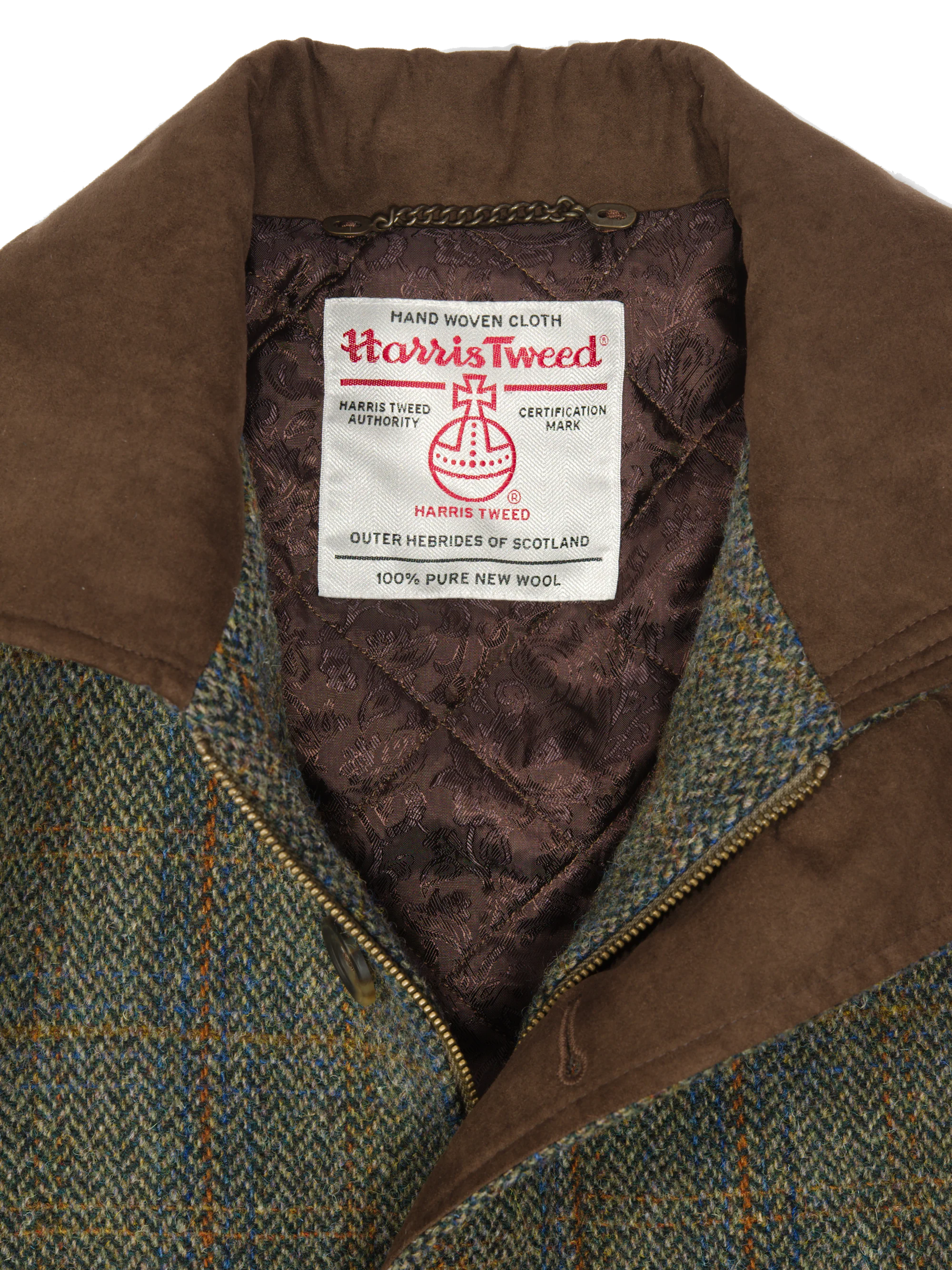 Harris Tweed Boyd Field Coat - Green Herringbone With Overcheck - Image 9