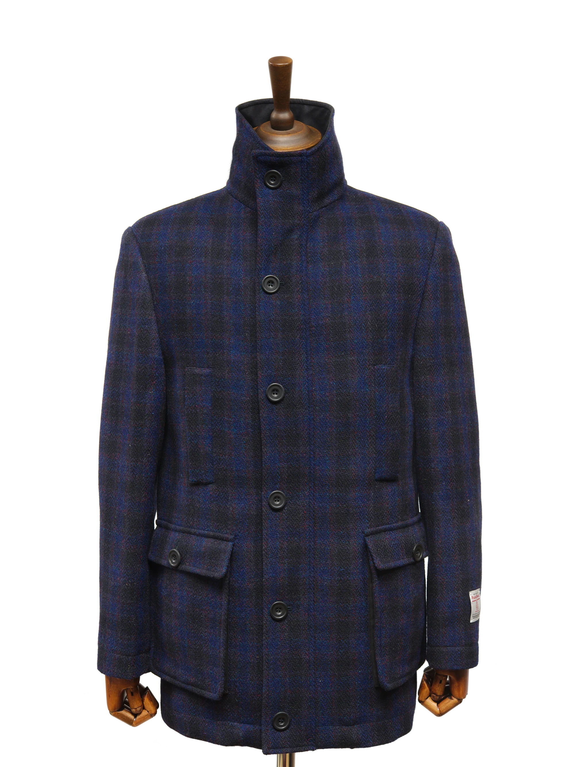 Harris Tweed Boyd Field Coat - Navy Block Check - Image 3