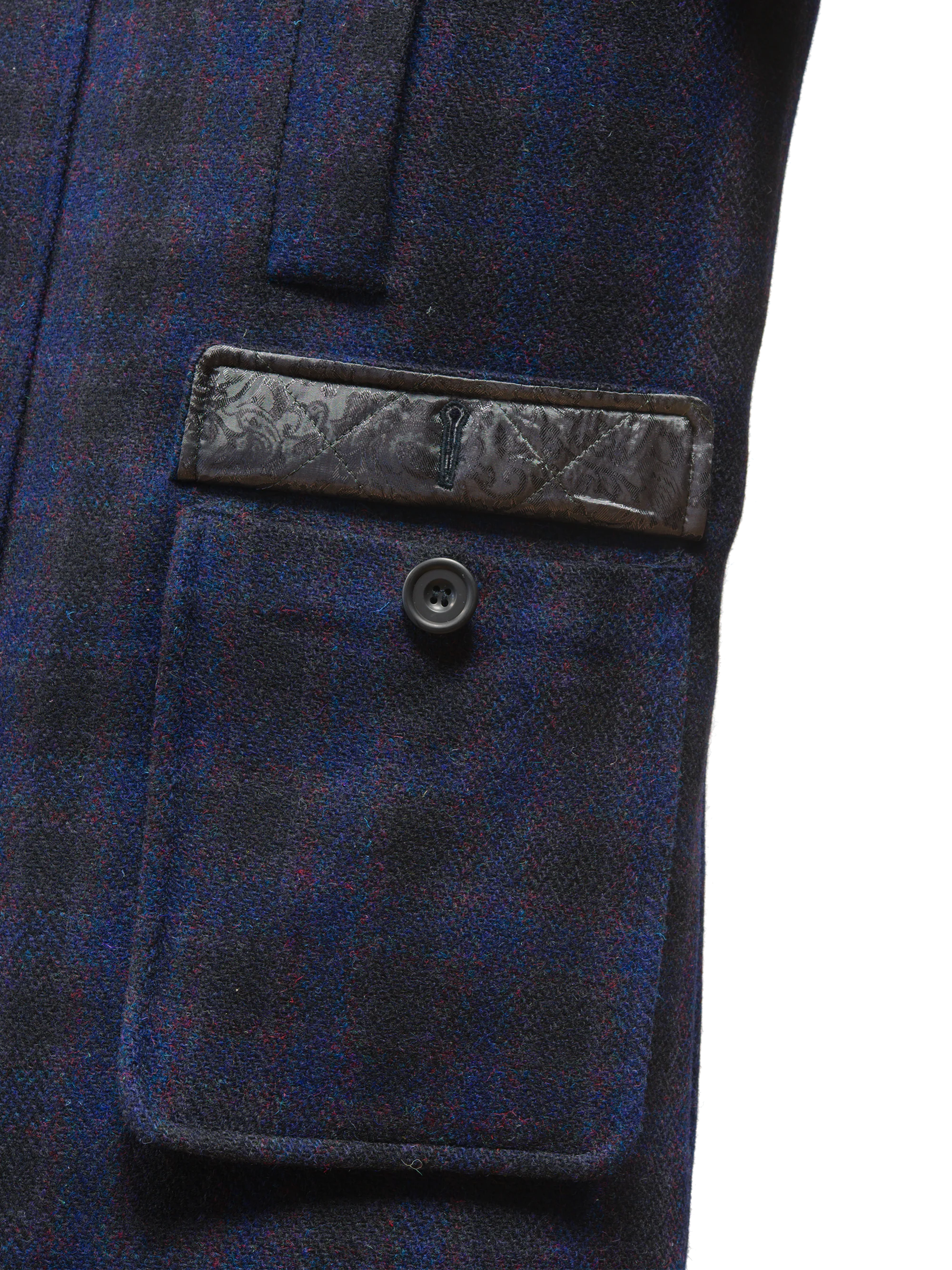 Harris Tweed Boyd Field Coat - Navy Block Check - Image 8