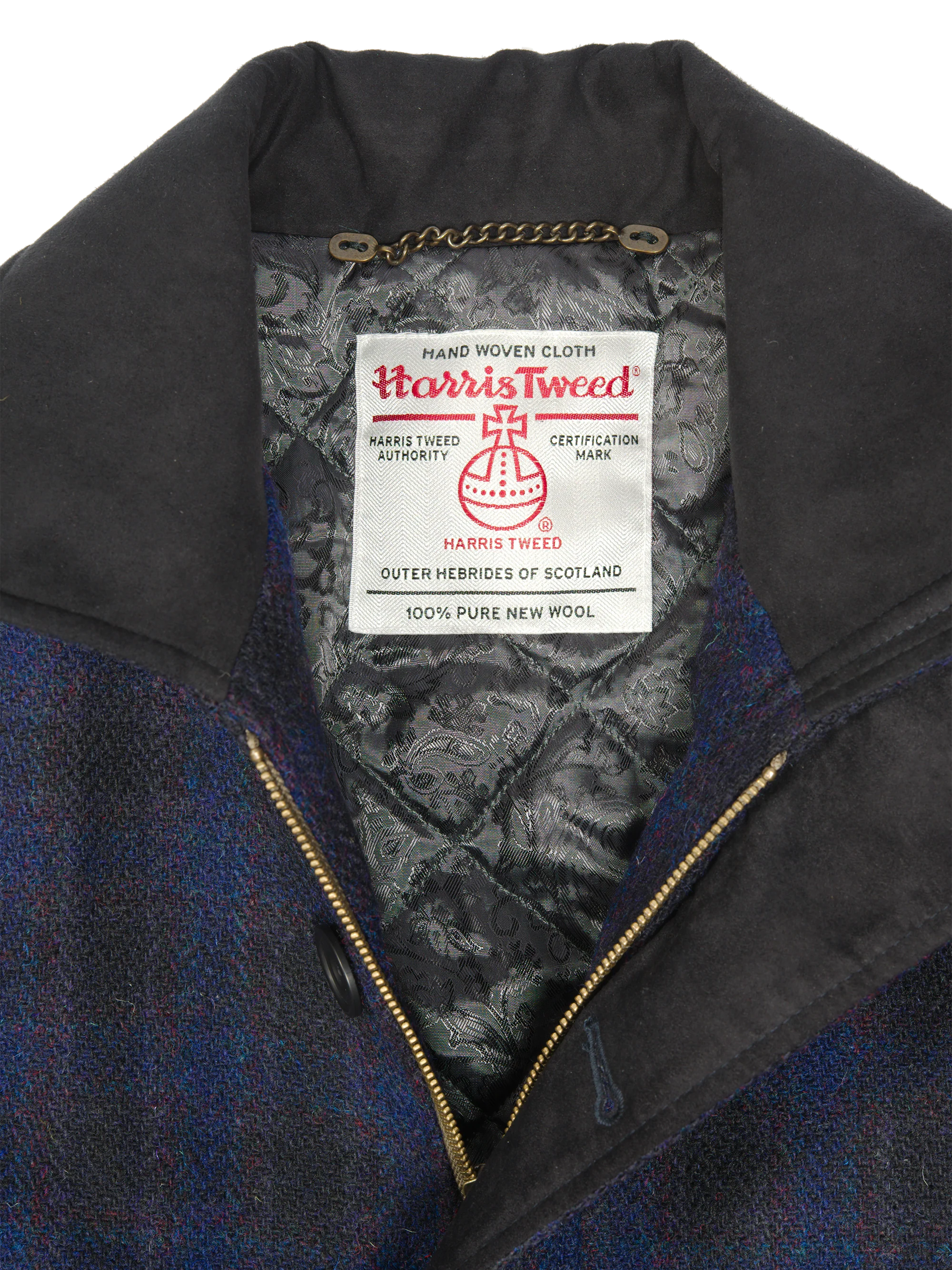 Harris Tweed Boyd Field Coat - Navy Block Check - Image 9