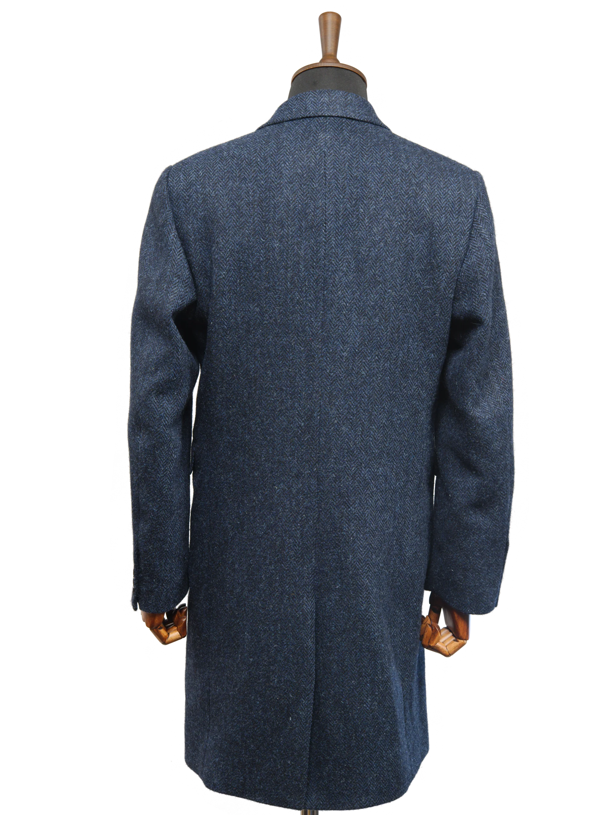 Harris Tweed Chelsea Coat - Navy Herringbone - Image 4