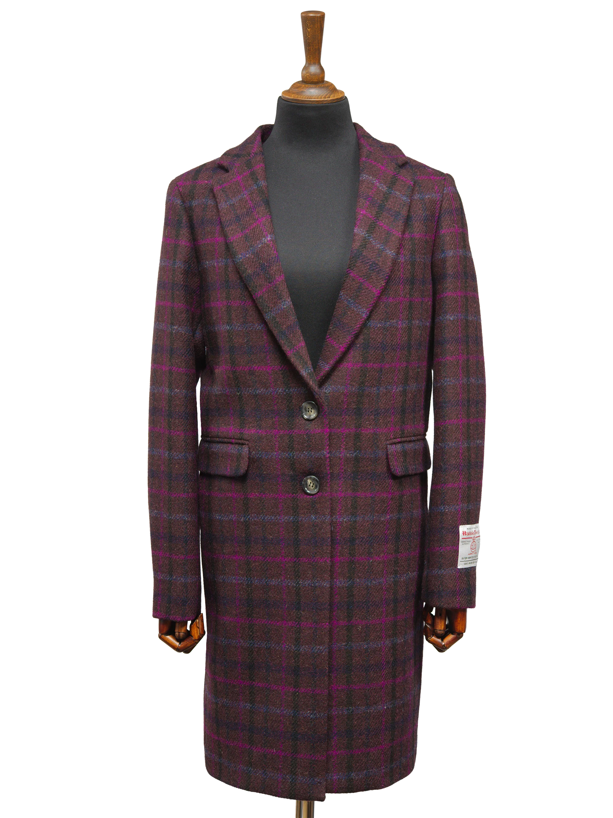 Harris Tweed Christine Coat - Plum/Magenta Multi