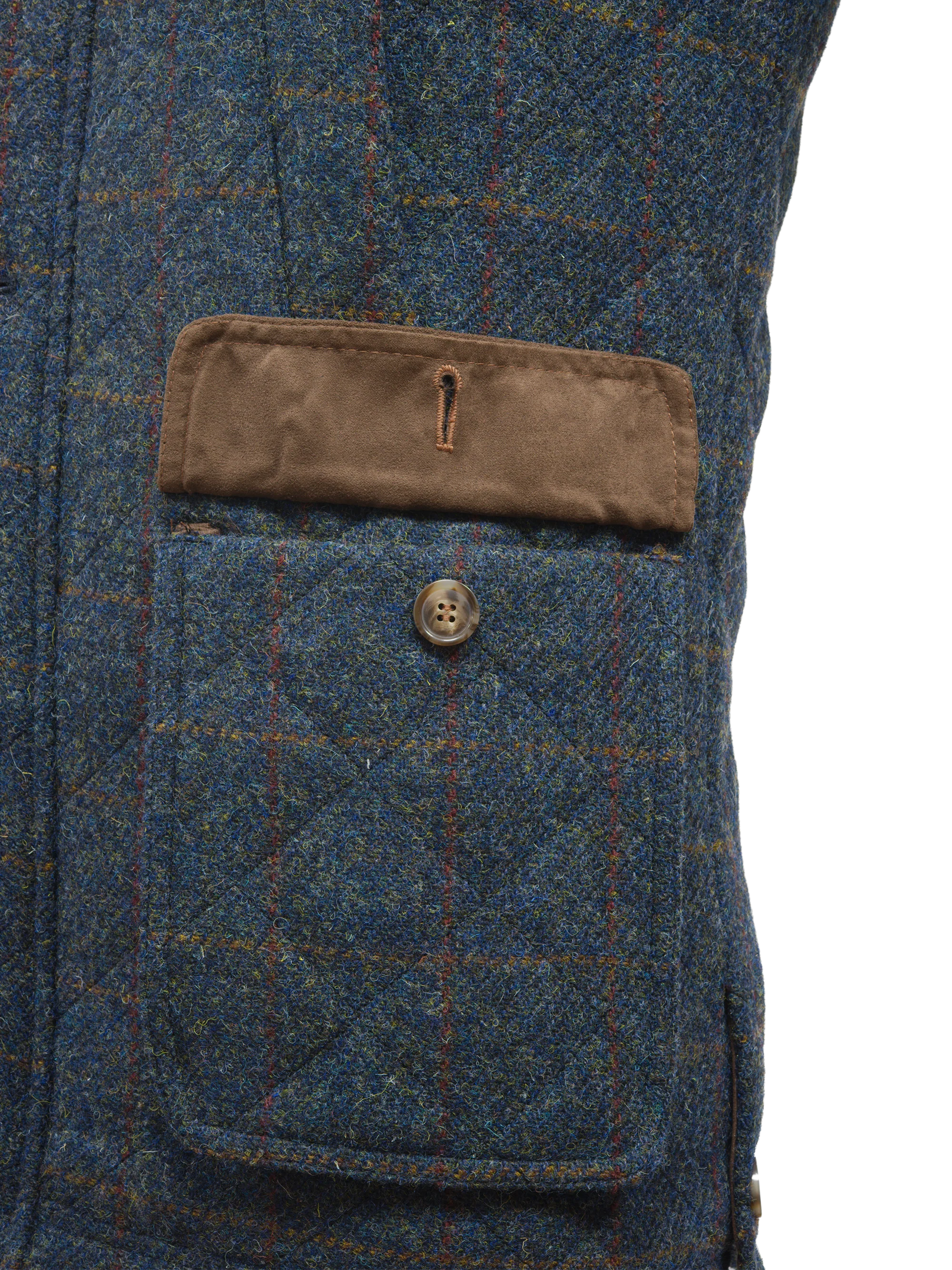 Harris Tweed Chuck Country Gilet - Blue Multi - Image 6