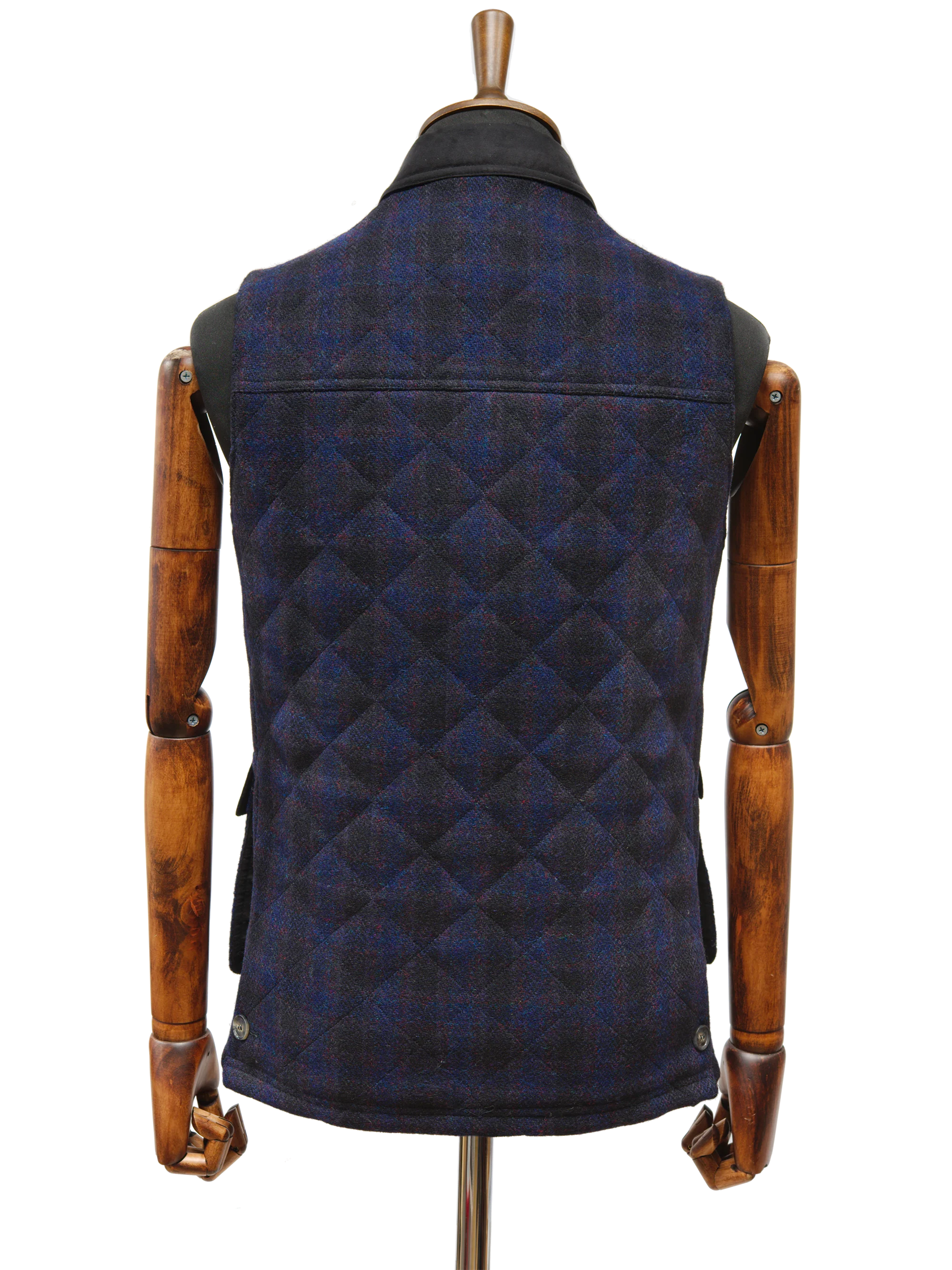 Harris Tweed Chuck Country Gilet - Navy Block Check - Image 4